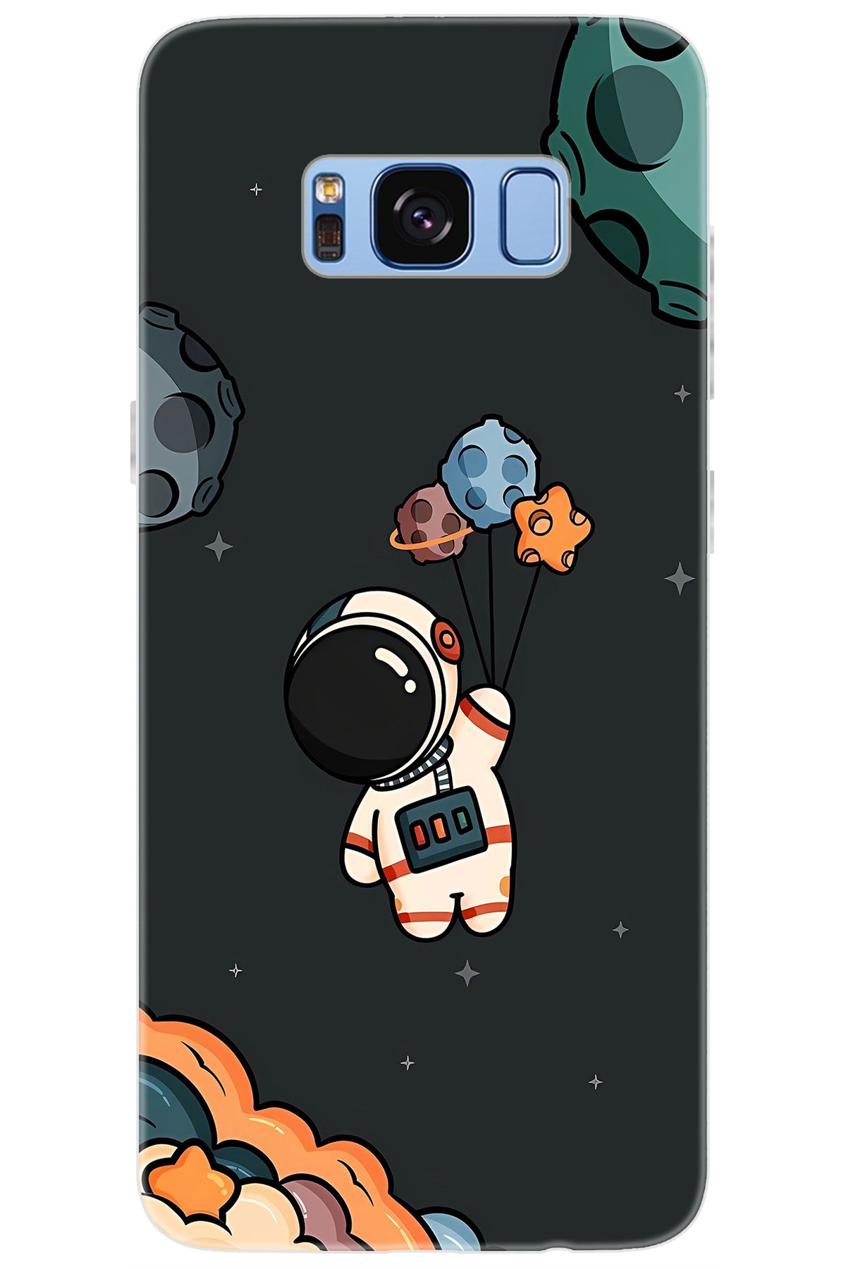 Ceppare Samsung Galaxy S8 (SM-G950F) Uyumlu Kılıf Desen Baskılı Silikon Astronot STK:628 CP-5tdwPw9