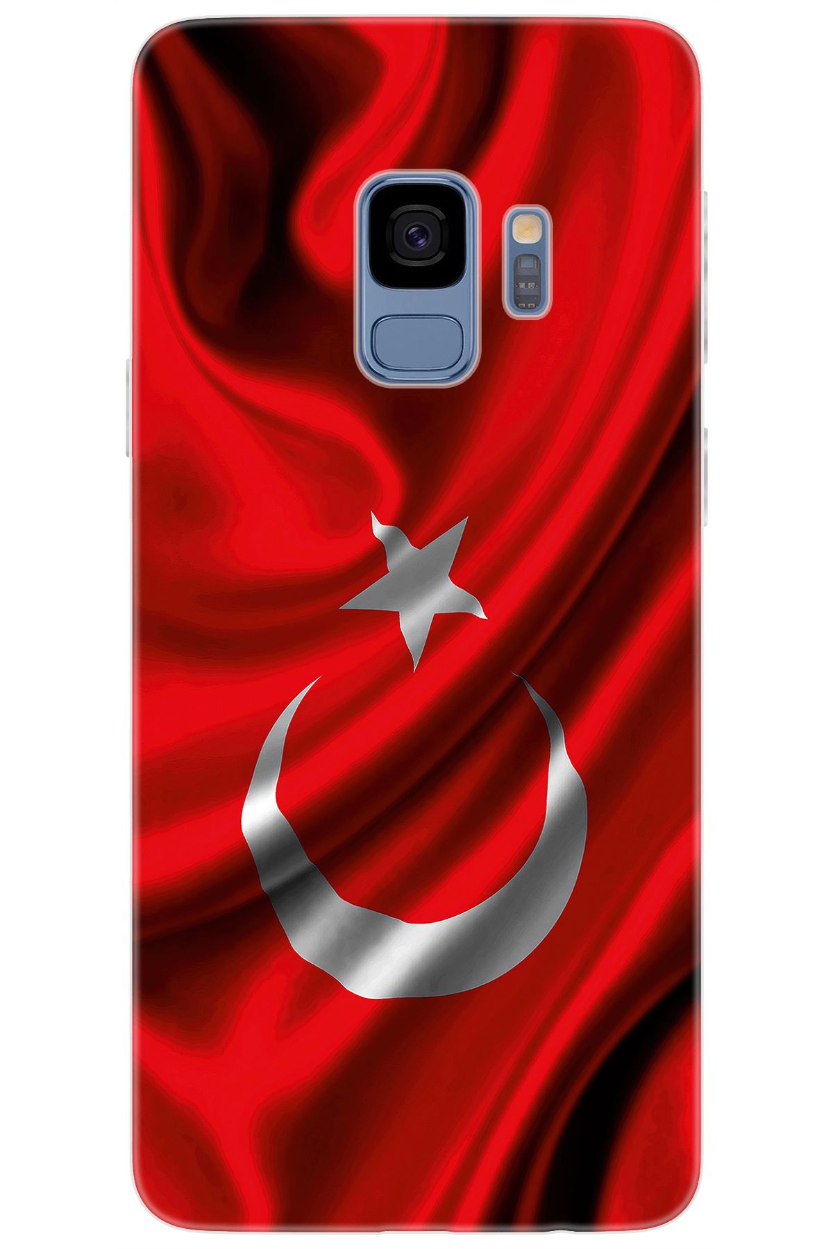 Ceppare Samsung Galaxy S9 (SM-G960F) Uyumlu Kılıf Desenli Silikon Dalgalı Türk Bayrağı STK:369 CP-8gRqZYn