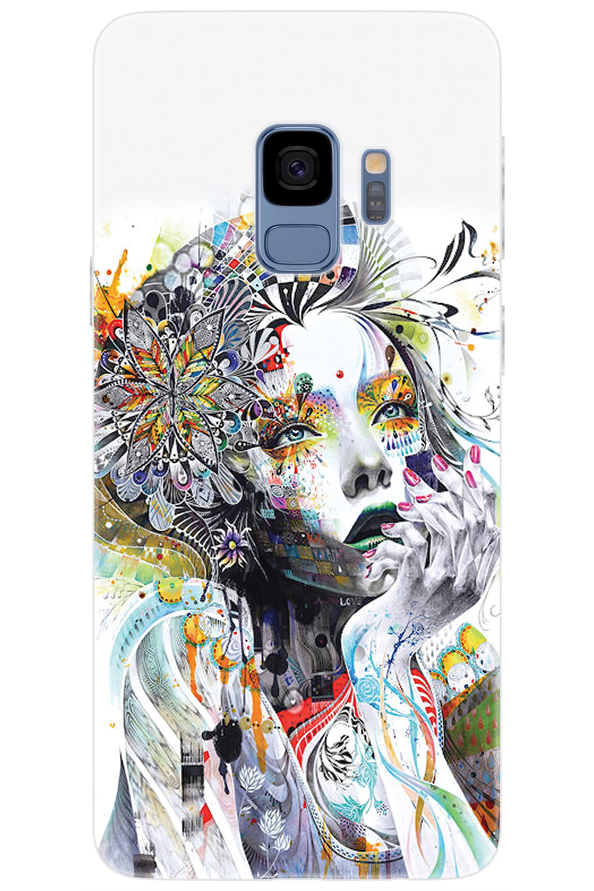 Ceppare Samsung Galaxy S9 (SM-G960F) Uyumlu Kılıf Desenli Silikon Düşünen Kız Tasarım STK:574 CP-SqrVvQf