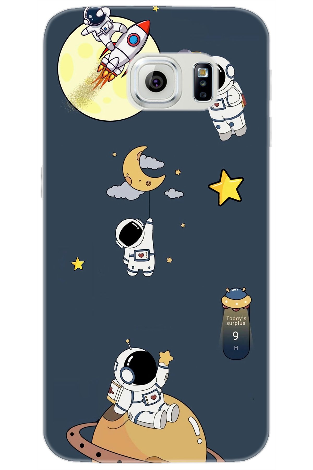 Ceppare Samsung Galaxy S6 (SM-G920F) Uyumlu Kılıf Desen Baskılı Silikon Astronot Serisi STK:725 CP-v8Pzqby