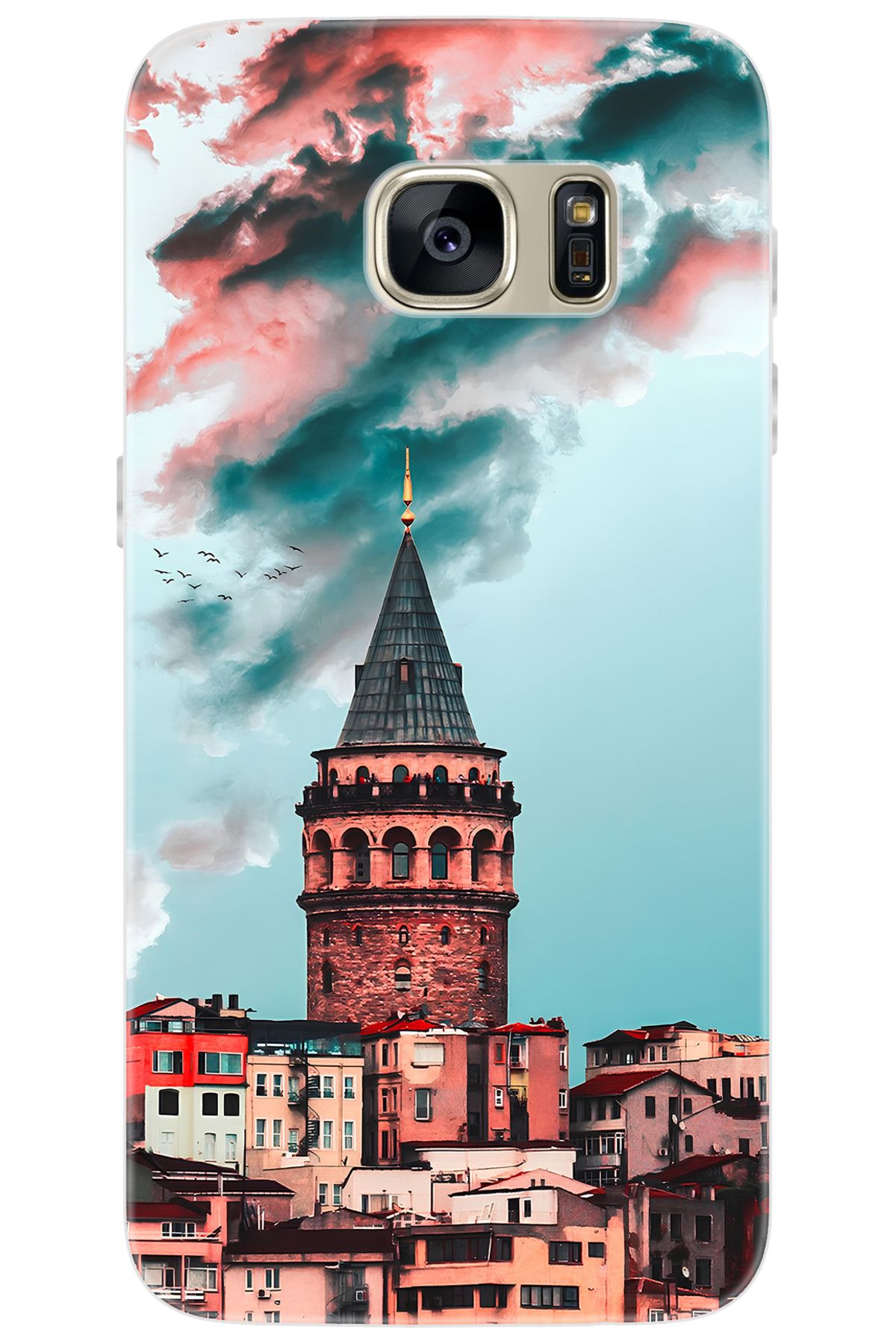 Ceppare Samsung Galaxy S7 (SM-G930F) Uyumlu Kılıf Desen Baskılı Silikon Galata Kulesi STK:688 CP-al3c2wy