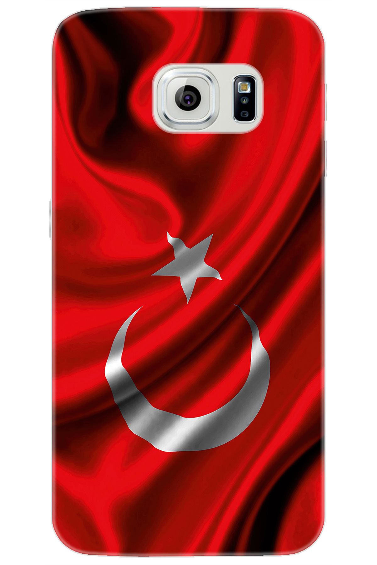 Ceppare Samsung Galaxy S6 (SM-G920F) Uyumlu Kılıf Desenli Silikon Dalgalı Türk Bayrağı STK:369 CP-zm7jFIs