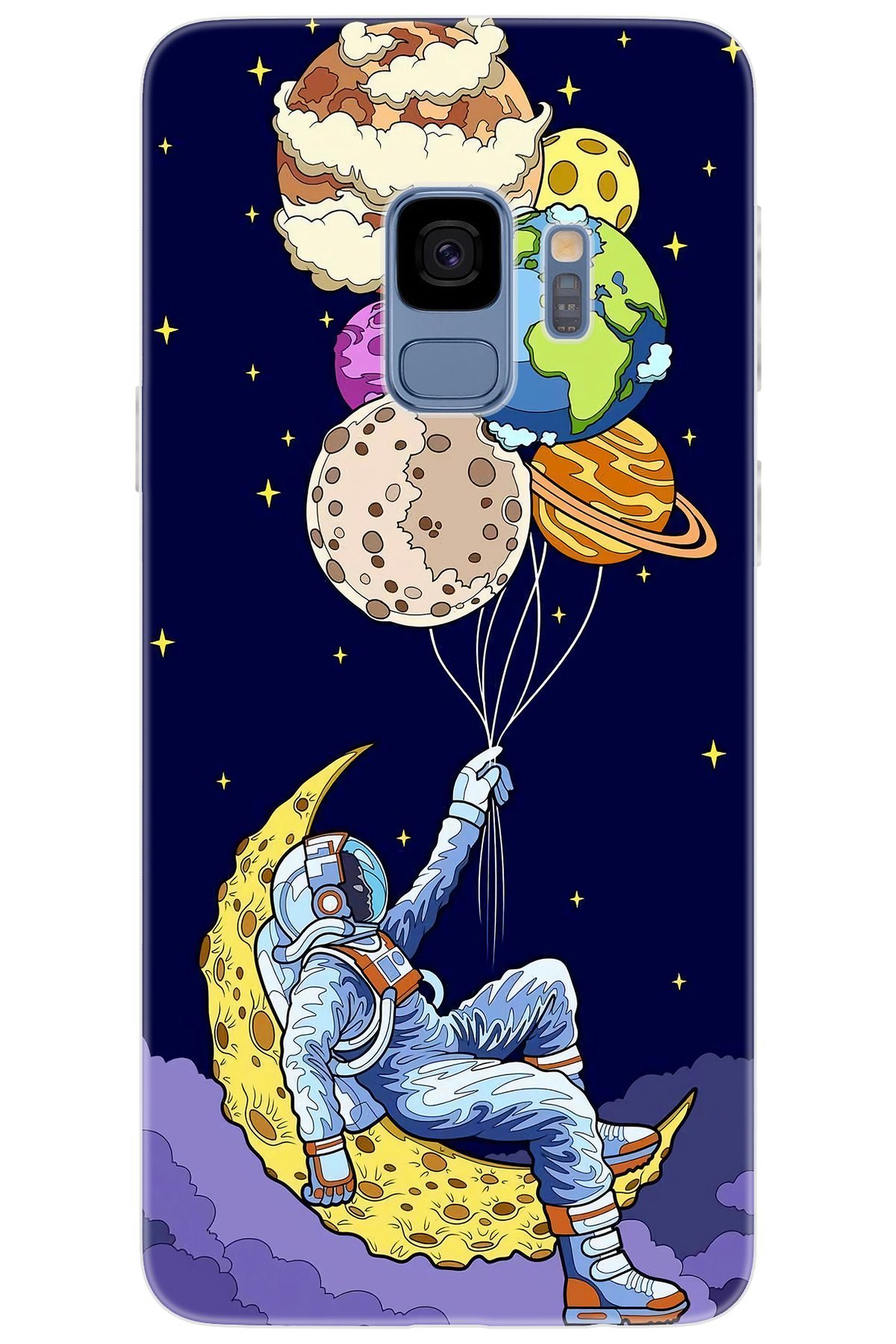 Ceppare Samsung Galaxy S9 (SM-G960F) Uyumlu Kılıf Desen Baskılı Silikon Astronot STK:729 CP-CmSwYAh