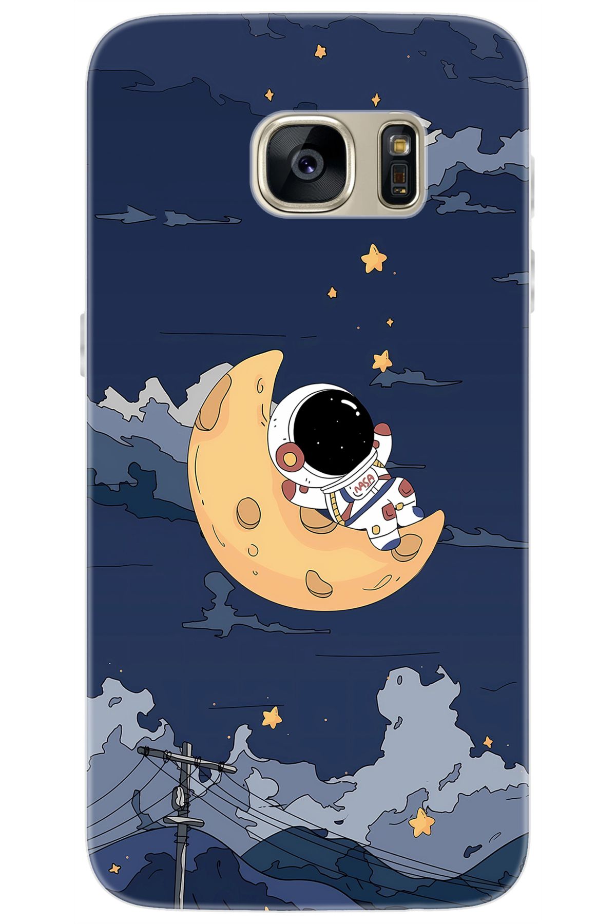 Ceppare Samsung Galaxy S7 (SM-G930F) Uyumlu Kılıf Desen Baskılı Silikon Astronot STK:684 CP-A3Sye3r