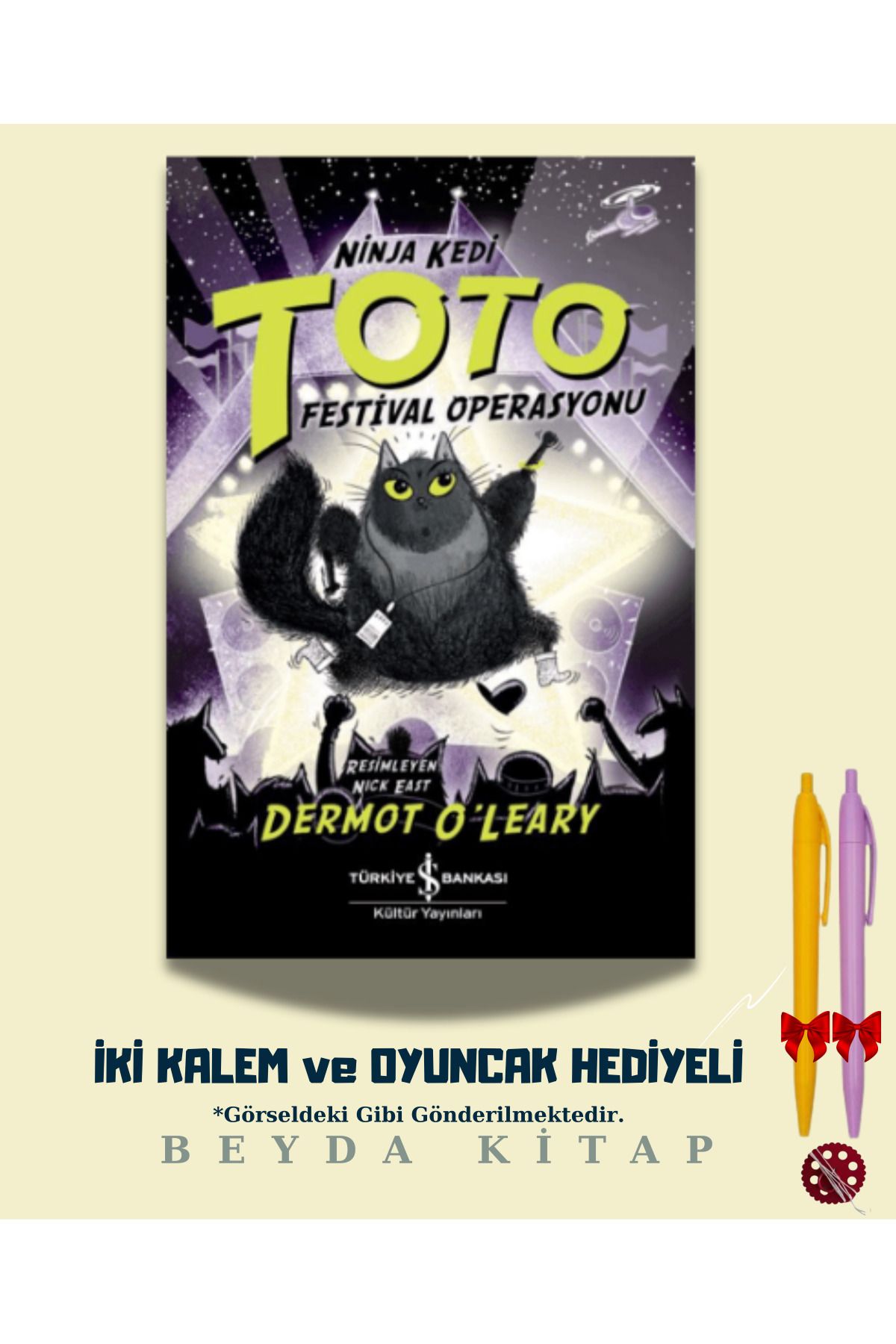 TÜRKİYE İŞ BANKASI KÜLTÜR YAYINLARI Ninja Kedi Toto - Festival Operasyonu - İki Kalem ve Oyuncak Hediyeli - ISBNKCKTP
