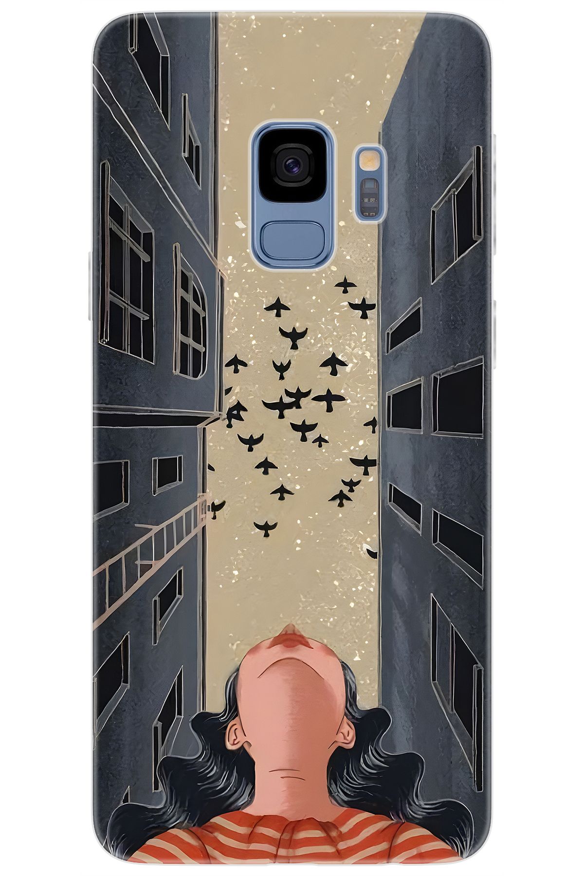 Ceppare Samsung Galaxy S9 (SM-G960F) Uyumlu Kılıf Desen Baskı Silikon Gök Yüzü ve Kuşlar STK:727 CP-CfOkK8o