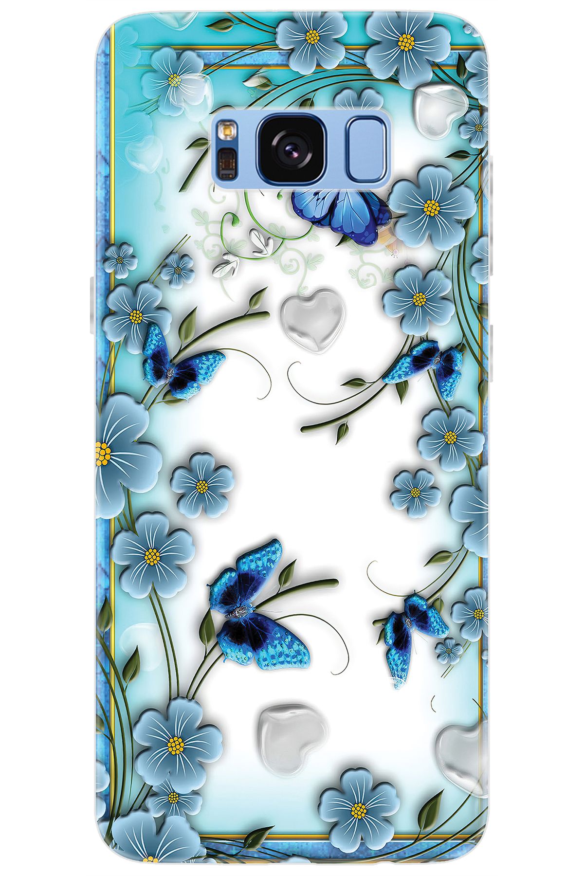 Ceppare Samsung Galaxy S8 (SM-G950F) Uyumlu Kılıf Desenli Silikon Çiçek ve Kelebekler STK:547 CP-fUJY1w5