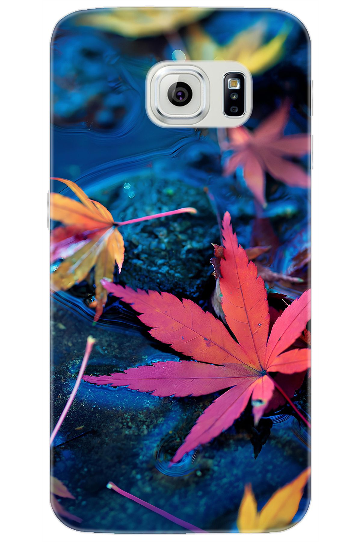 Ceppare Samsung Galaxy S6 (SM-G920F) Uyumlu Kılıf Desen Baskılı Silikon Yapraklar STK:702 CP-jwTb2Ya