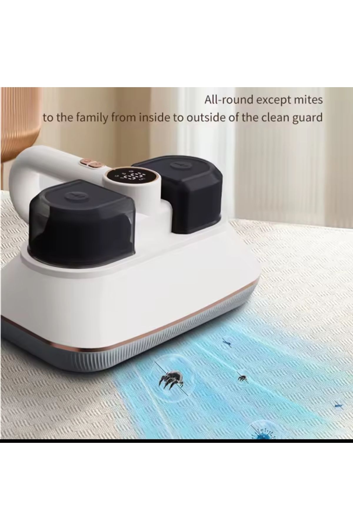 ErginGroup Kablosuz LCD Mini Şarjlı UV-C Işık Akar Yatak Kedi Köpek Tüy Mite Toplayıcı Toz Nem Alma El Süpürge