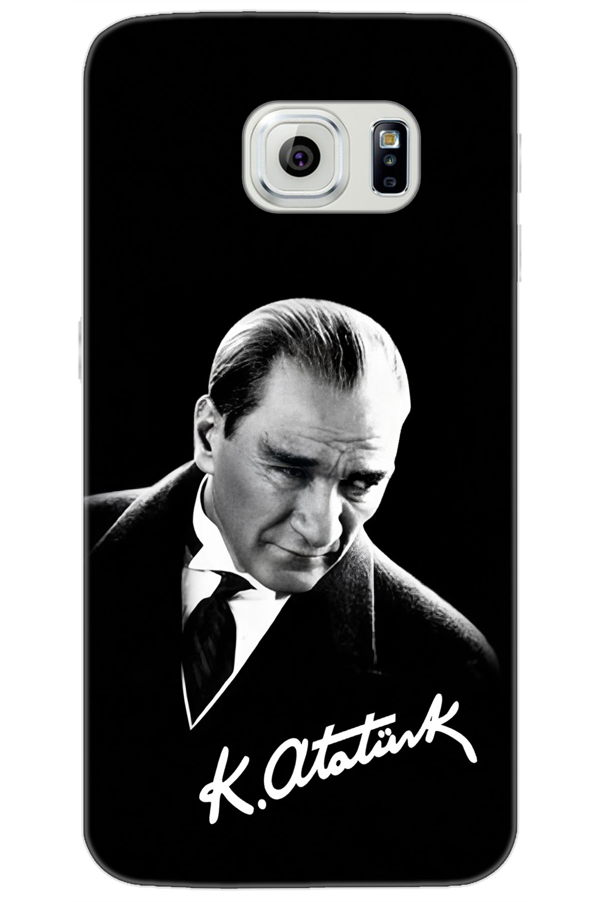Ceppare Samsung Galaxy S6 (SM-G920F) Uyumlu Kılıf Desenli Silikon Mustafa Kemal Atatürk STK:390 CP-RCAt34w