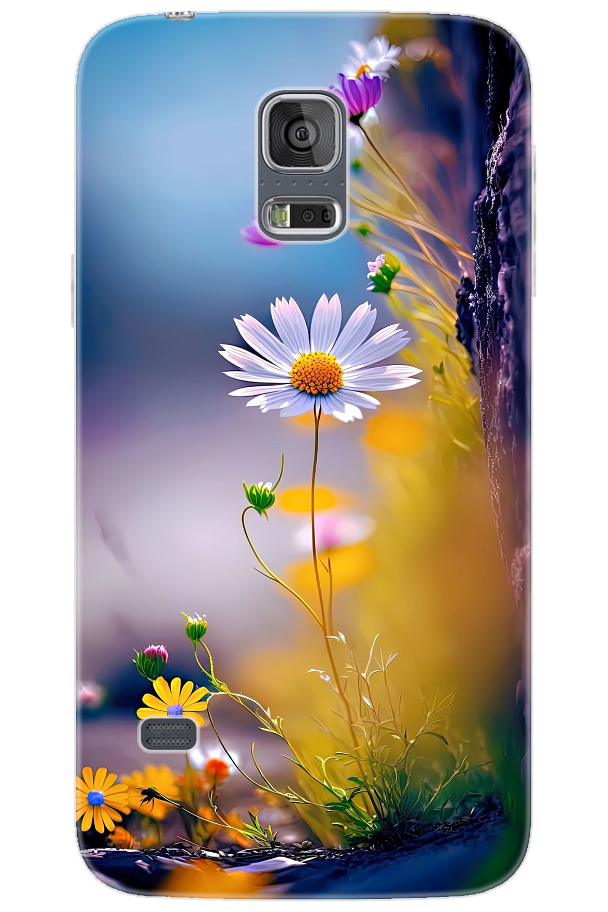 Ceppare Samsung Galaxy S5 (SM-G900F) Uyumlu Kılıf Desen Baskılı Silikon Papatya Seri STK:1000 CP-mlPm6eN