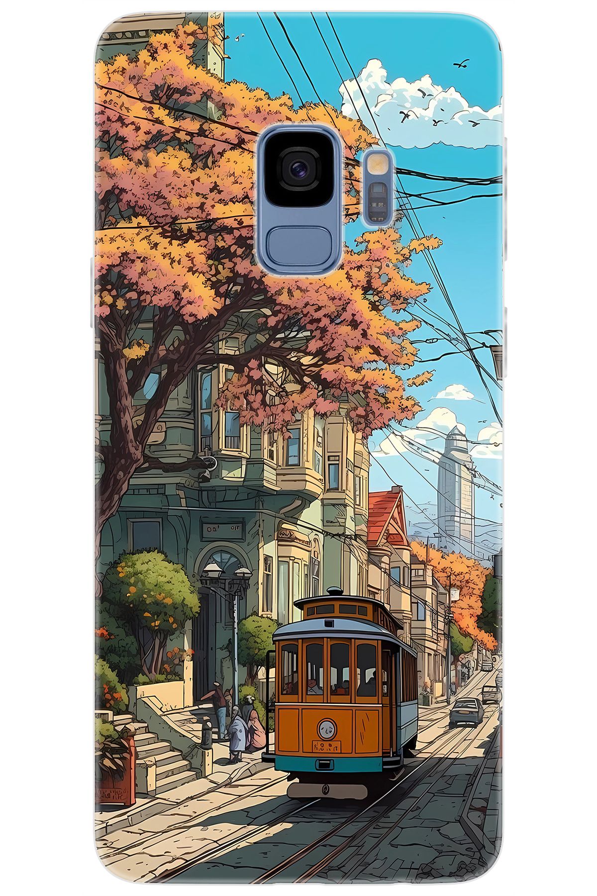 Ceppare Samsung Galaxy S9 (SM-G960F) Uyumlu Kılıf Desen Baskılı Silikon Tramvay STK:645 CP-FWiFjb3