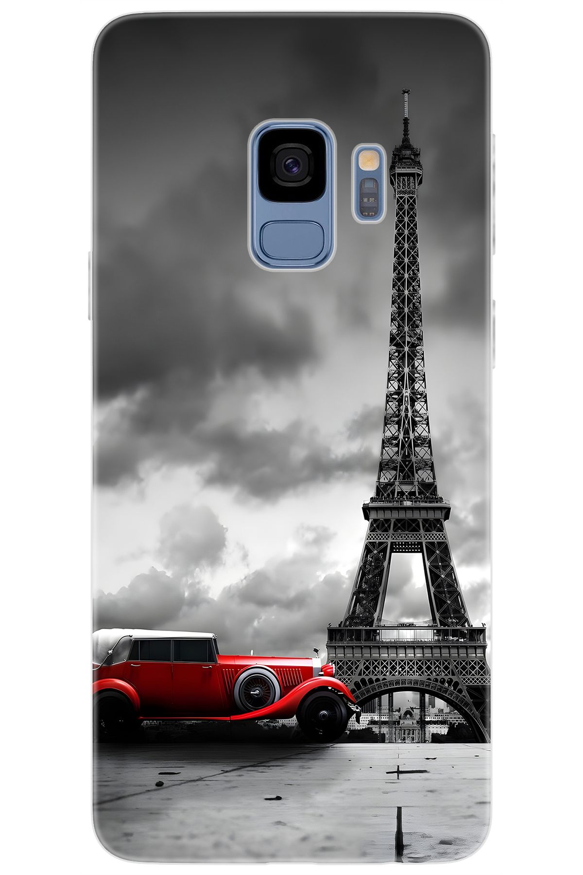 Ceppare Samsung Galaxy S9 (SM-G960F) Uyumlu Kılıf Desenli Silikon Eyfel Kulesi Araba STK:709 CP-60Ui8AO
