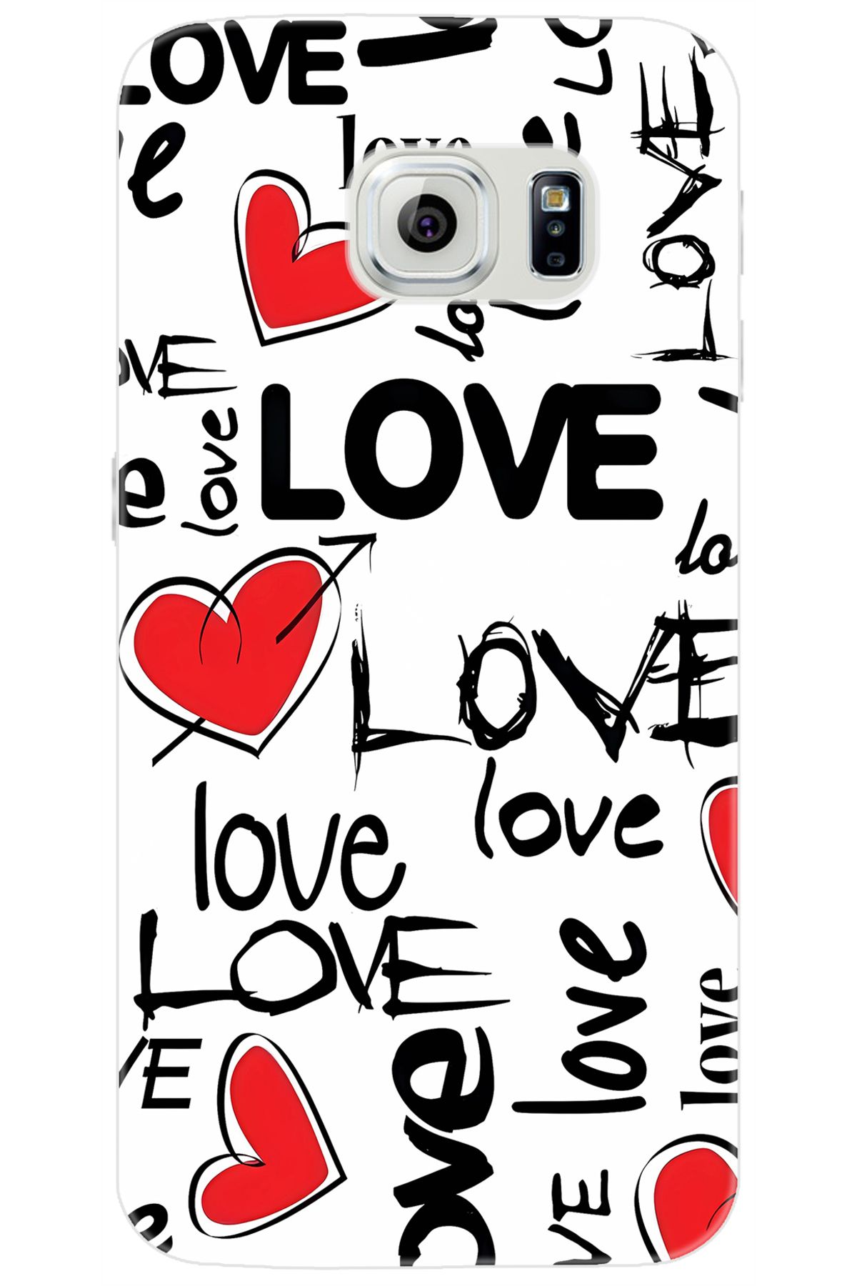 Ceppare Samsung Galaxy S6 (SM-G920F) Uyumlu Kılıf Desen Baskılı Silikon Love Kalpler STK:638 CP-KR0BOkp