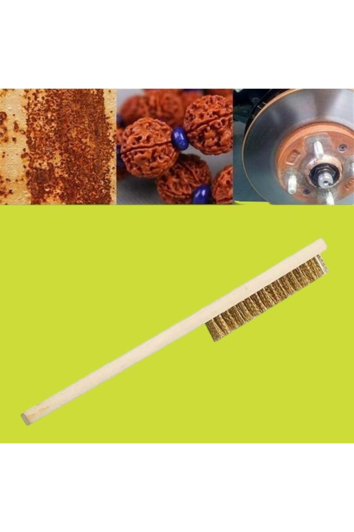 PratikAI Ahşap Saplı Pas Sökücü Metal Tel Fırça | Dayanıklı ve Çok Amaçlı Temizleyici