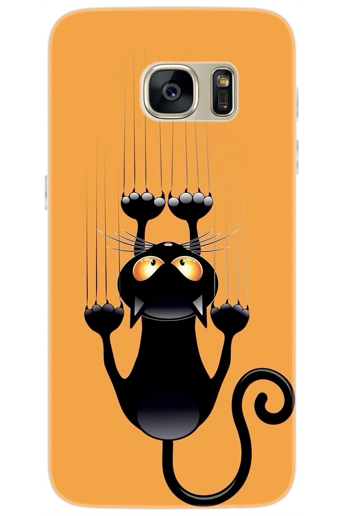 Ceppare Samsung Galaxy S7 (SM-G930F) Uyumlu Kılıf Desen Baskılı Silikon Kara Kedi STK:734 CP-xMh4JdW
