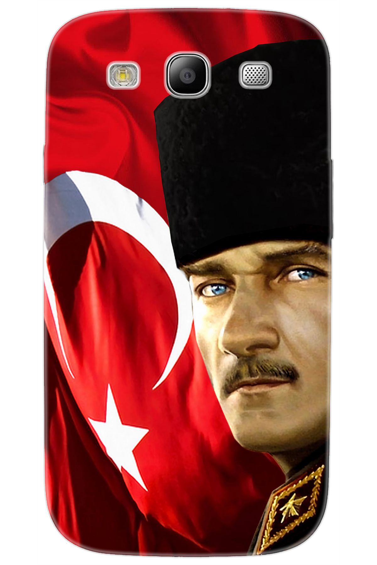 Ceppare Samsung Galaxy S3 (GT-I9300) Uyumlu Kılıf Desen Silikon Atatürk ve Türk Bayrağı STK:726 CP-Vsv5tgf