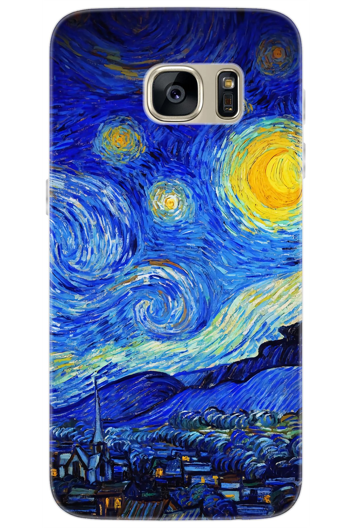 Ceppare Samsung Galaxy S7 (SM-G930F) Uyumlu Kılıf Desen Silikon Starry Night Yıldızlı Gece ST757 CP-YEgFWF6