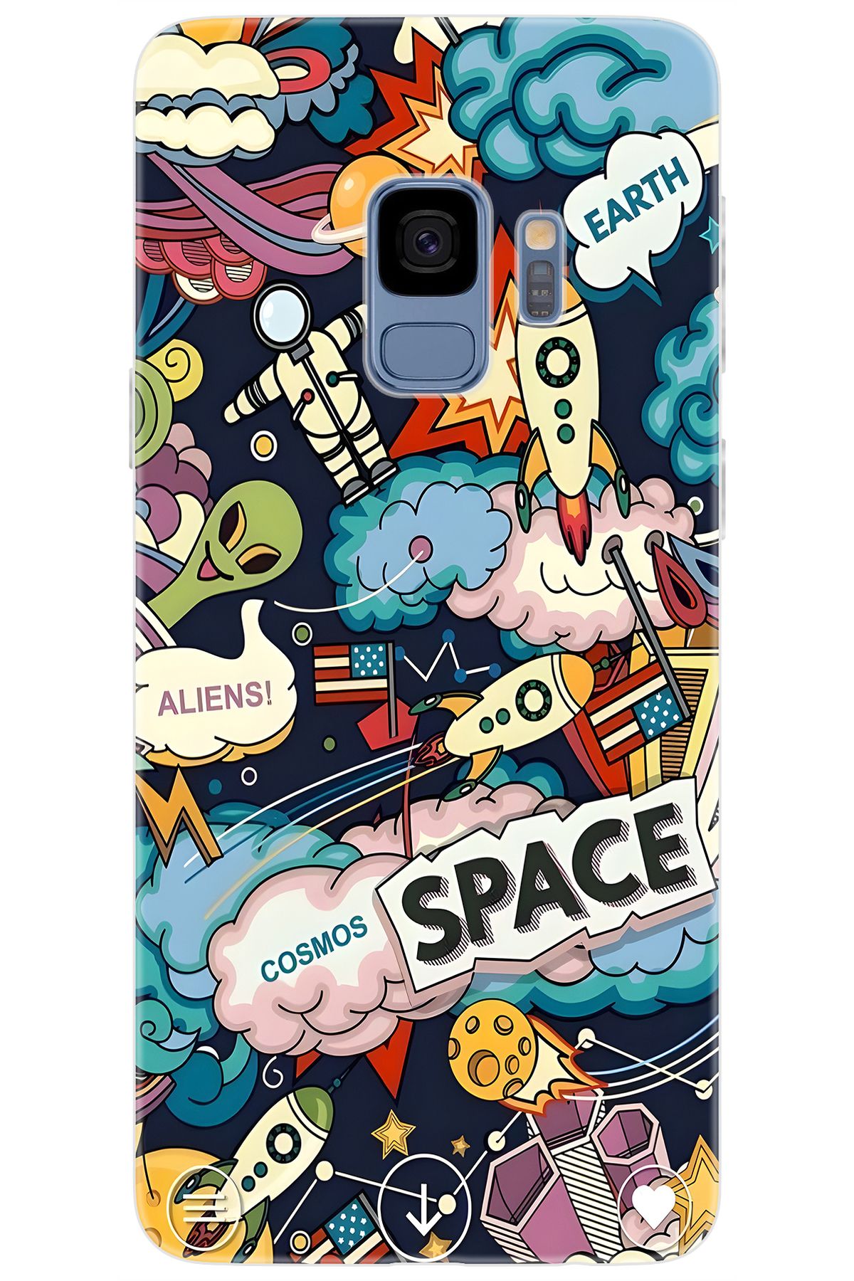 Ceppare Samsung Galaxy S9 (SM-G960F) Uyumlu Kılıf Desen Baskılı Silikon Space STK:633 CP-HpW4rZG