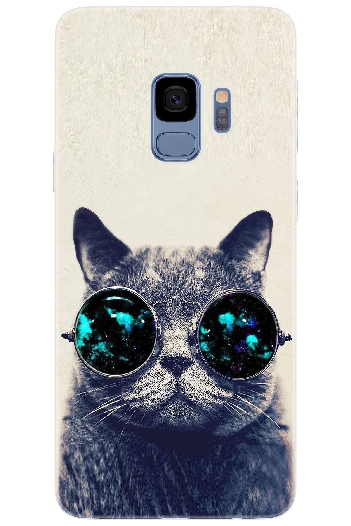 Ceppare Samsung Galaxy S9 (SM-G960F) Uyumlu Kılıf Desen Baskılı Silikon Gözlüklü Kedi STK:236 CP-JAgqj9y