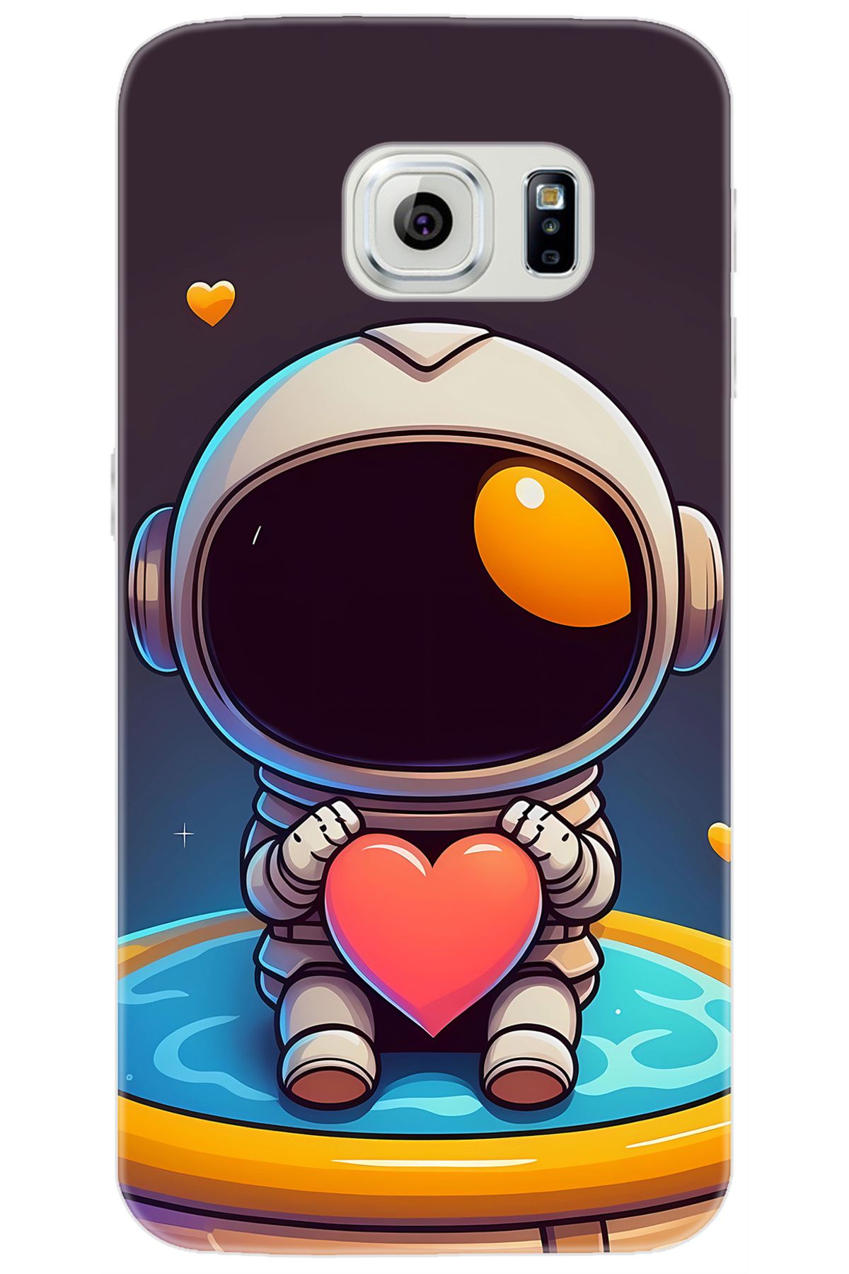 Ceppare Samsung Galaxy S6 (SM-G920F) Uyumlu Kılıf Desen Baskılı Silikon Sevimli Astronot STK:659 CP-Z2DuVtm