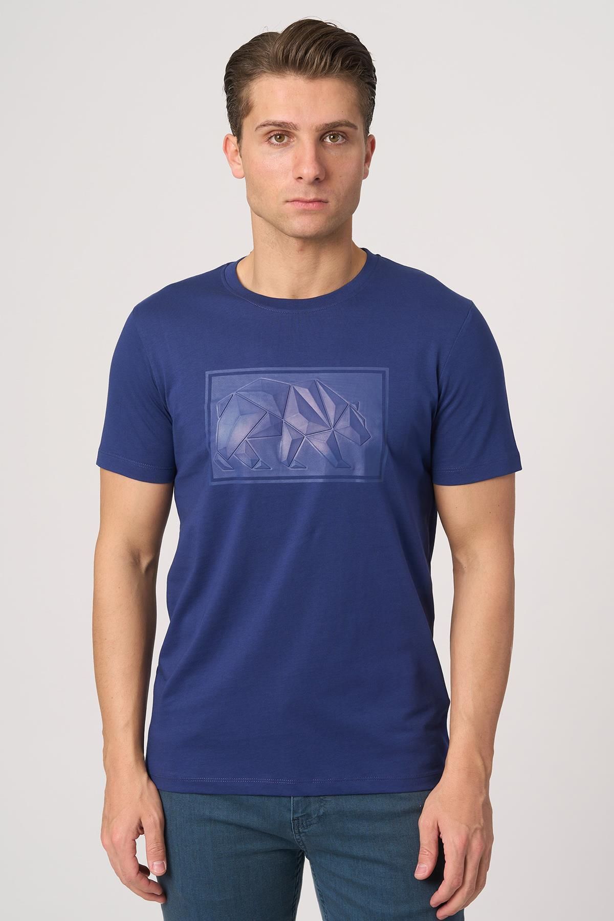 White Stone WHİTE STONE 2025-Y 3115 BİSİKLET YAKA TSHIRT NAVY