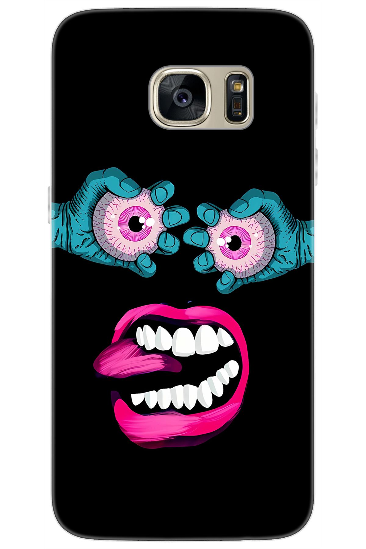Ceppare Samsung Galaxy S7 (SM-G930F) Uyumlu Kılıf Desen Baskılı Silikon Çılgın Gözler STK:657 CP-9jRq5cX