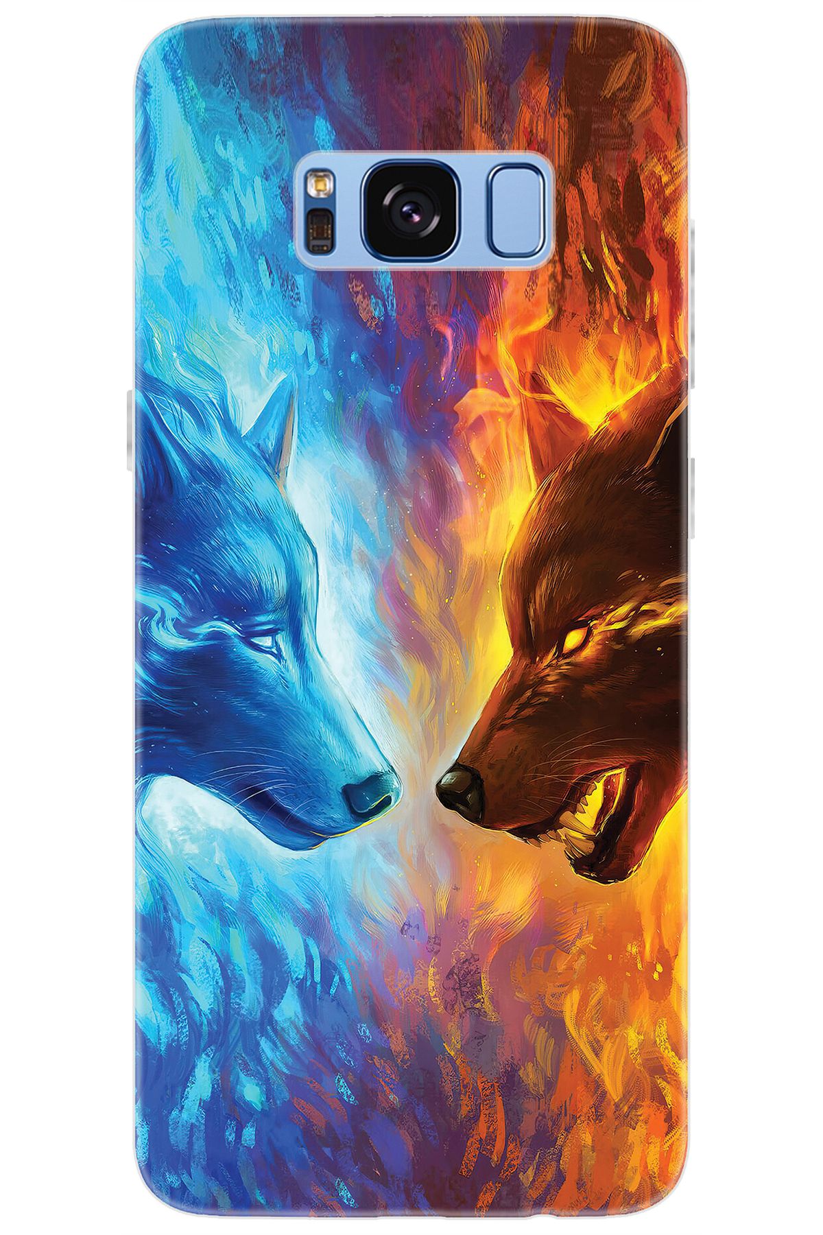 Ceppare Samsung Galaxy S8 (SM-G950F) Uyumlu Kılıf Desen Baskılı Silikon Alev ve Kurtlar STK:489 CP-zoV4fXF