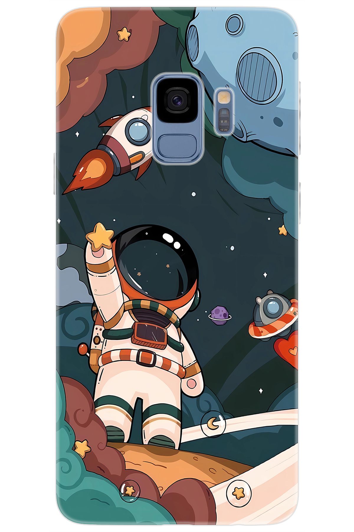 Ceppare Samsung Galaxy S9 (SM-G960F) Uyumlu Kılıf Desen Baskılı Silikon Astronot STK:696 CP-AZAwP74