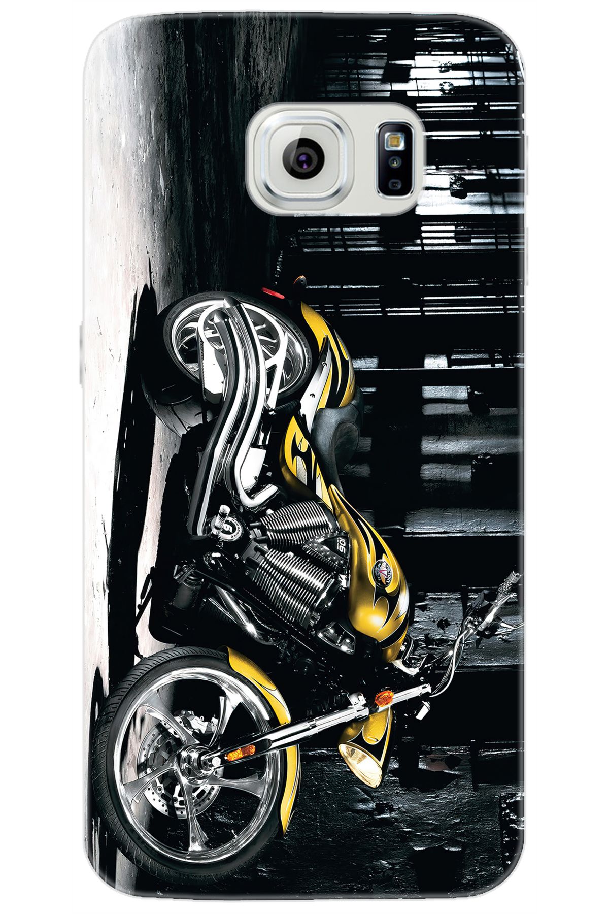 Ceppare Samsung Galaxy S6 (SM-G920F) Uyumlu Kılıf Desen Baskılı Silikon Motorcycle STK:297 CP-2GYfVkt