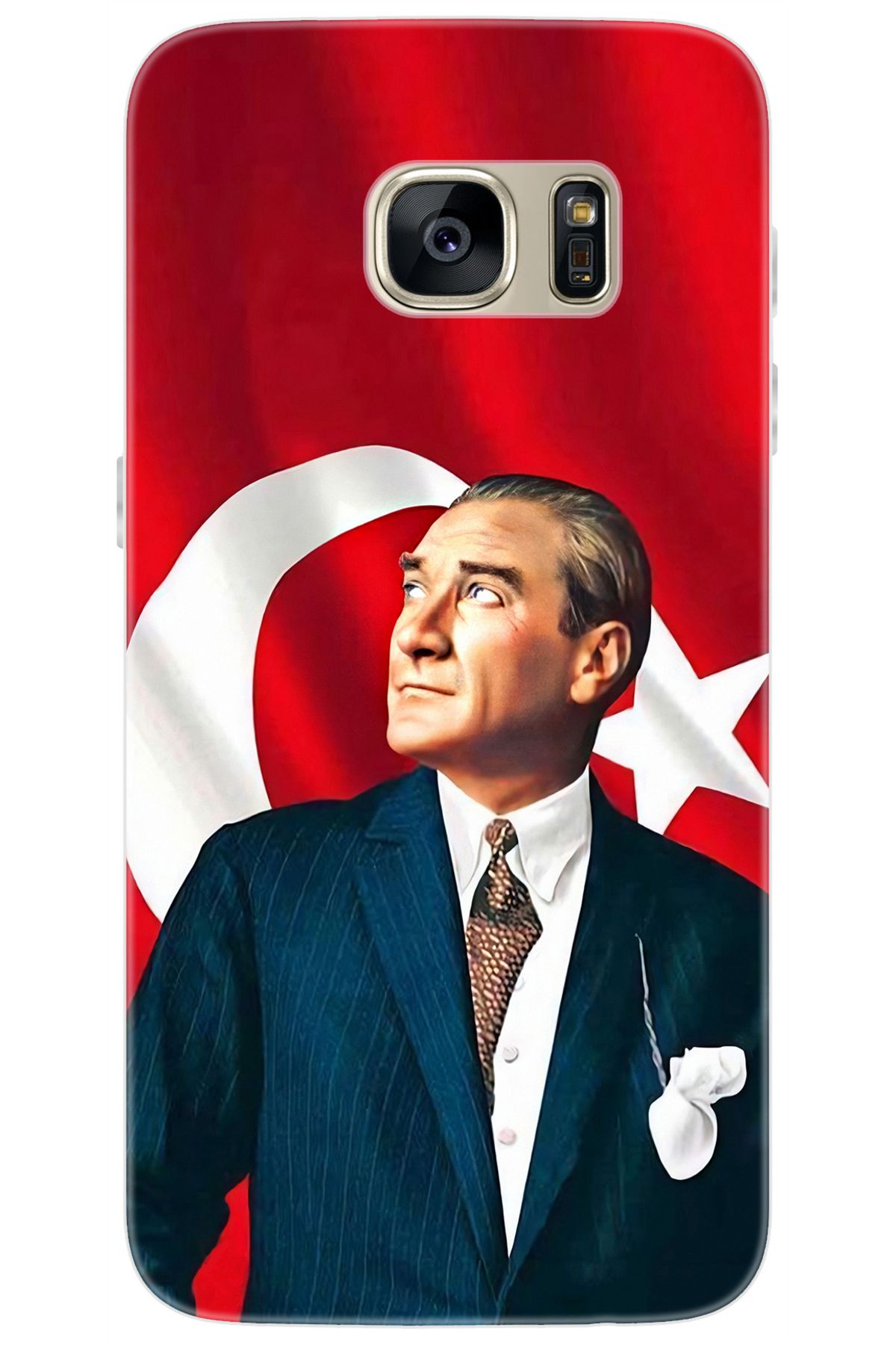 Ceppare Samsung Galaxy S7 (SM-G930F) Uyumlu Kılıf Desen Baskılı Silikon Atatürk STK:105 CP-DpgMm15