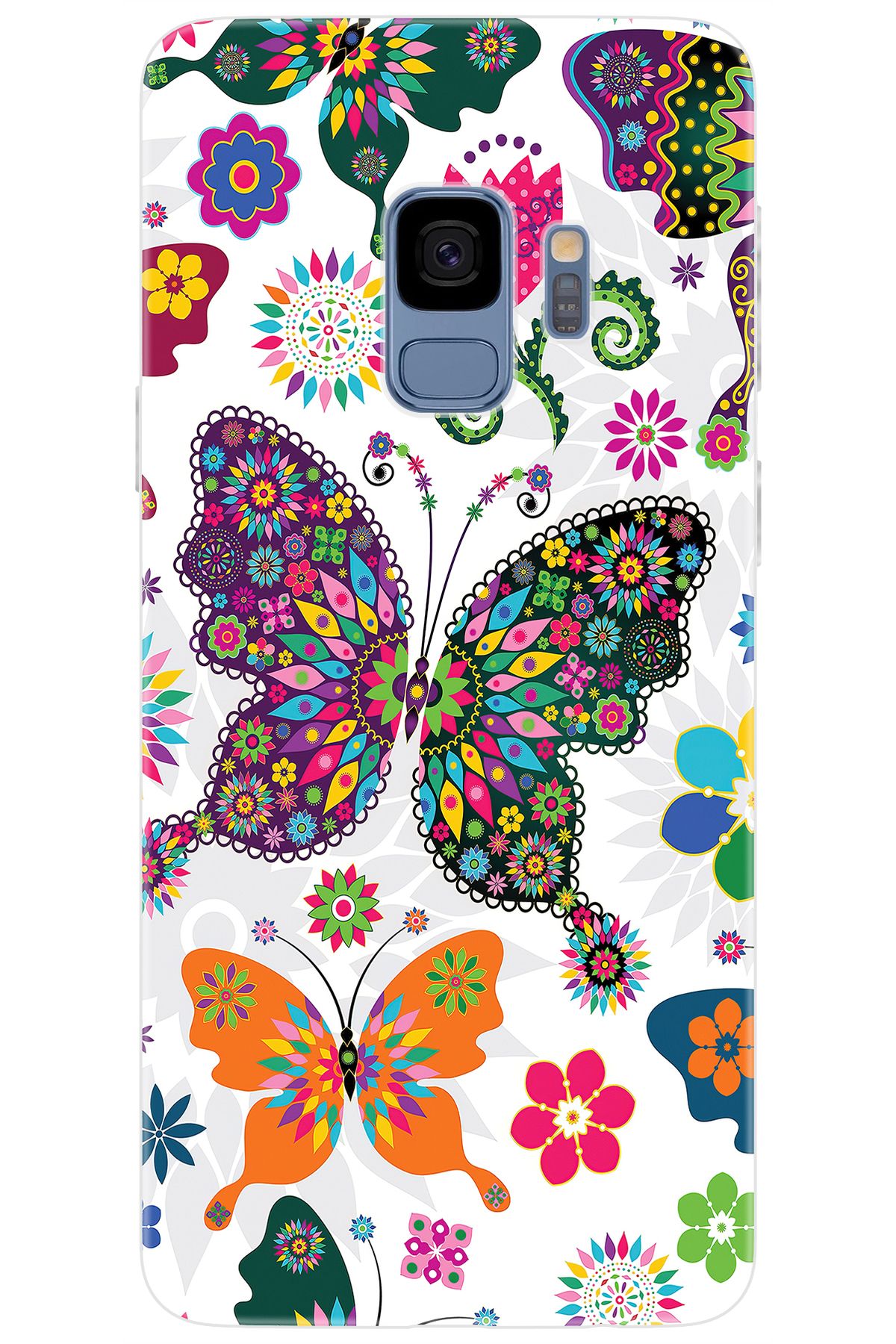 Ceppare Samsung Galaxy S9 (SM-G960F) Uyumlu Kılıf Desen Baskı Silikon Renkli Kelebekler STK:541 CP-hENoU45