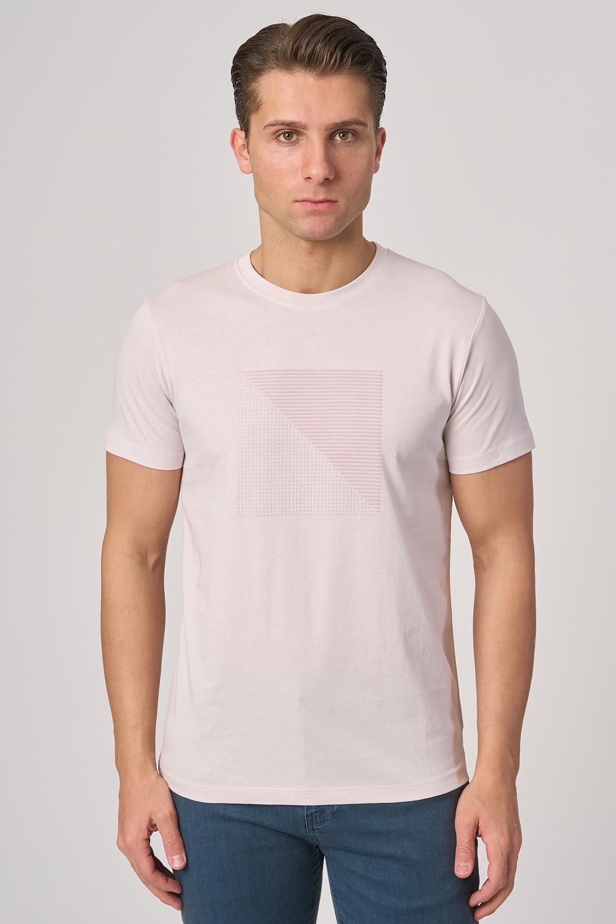 White Stone WHİTE STONE 2025-Y 3117 BİSİKLET YAKA TSHIRT GÜL