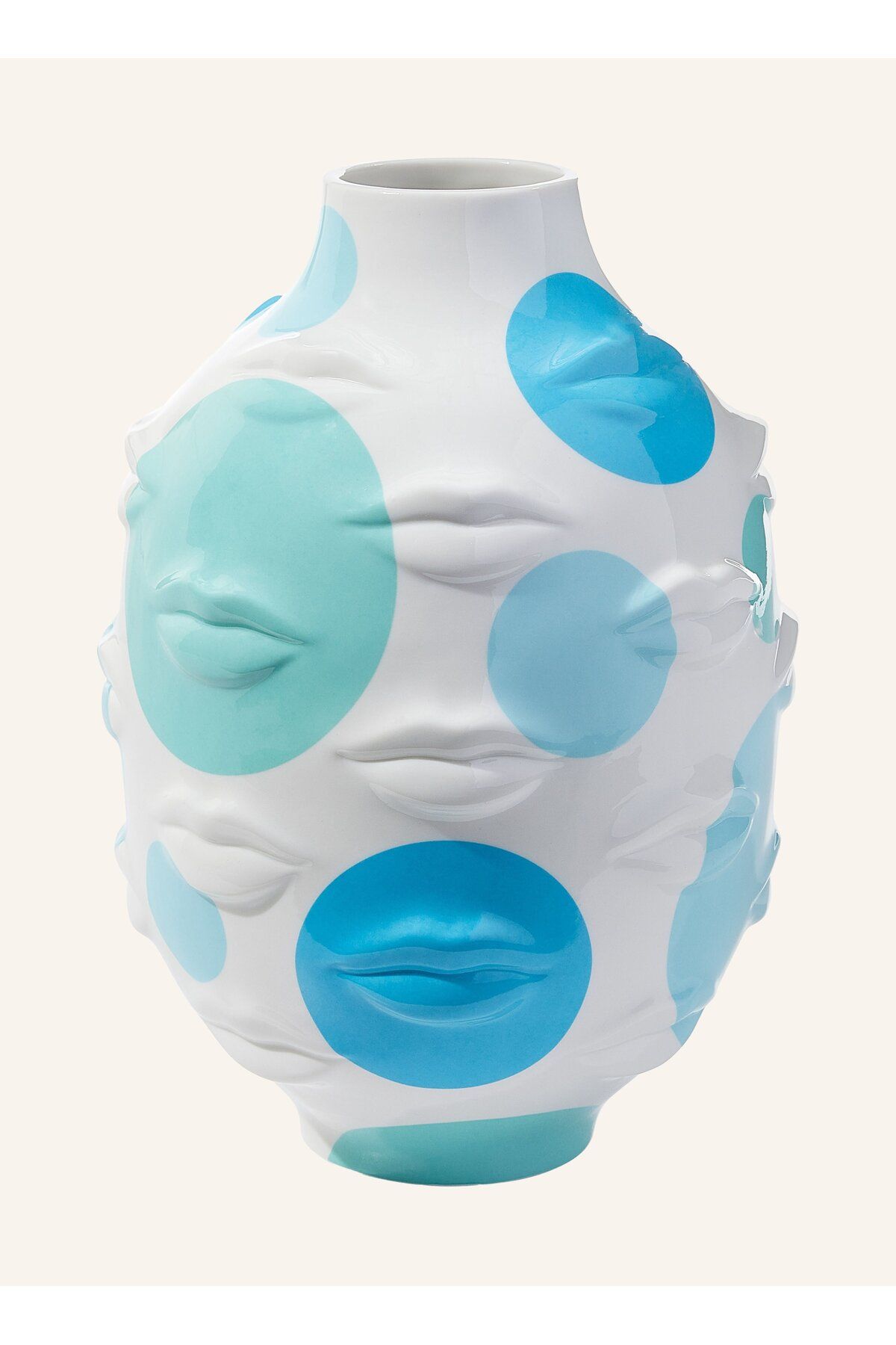 Jonathan Adler L’POP Gala Vazo, 26 cm, Parlak Sırlı Dudak Kabartmalı Dekoratif Vazo
