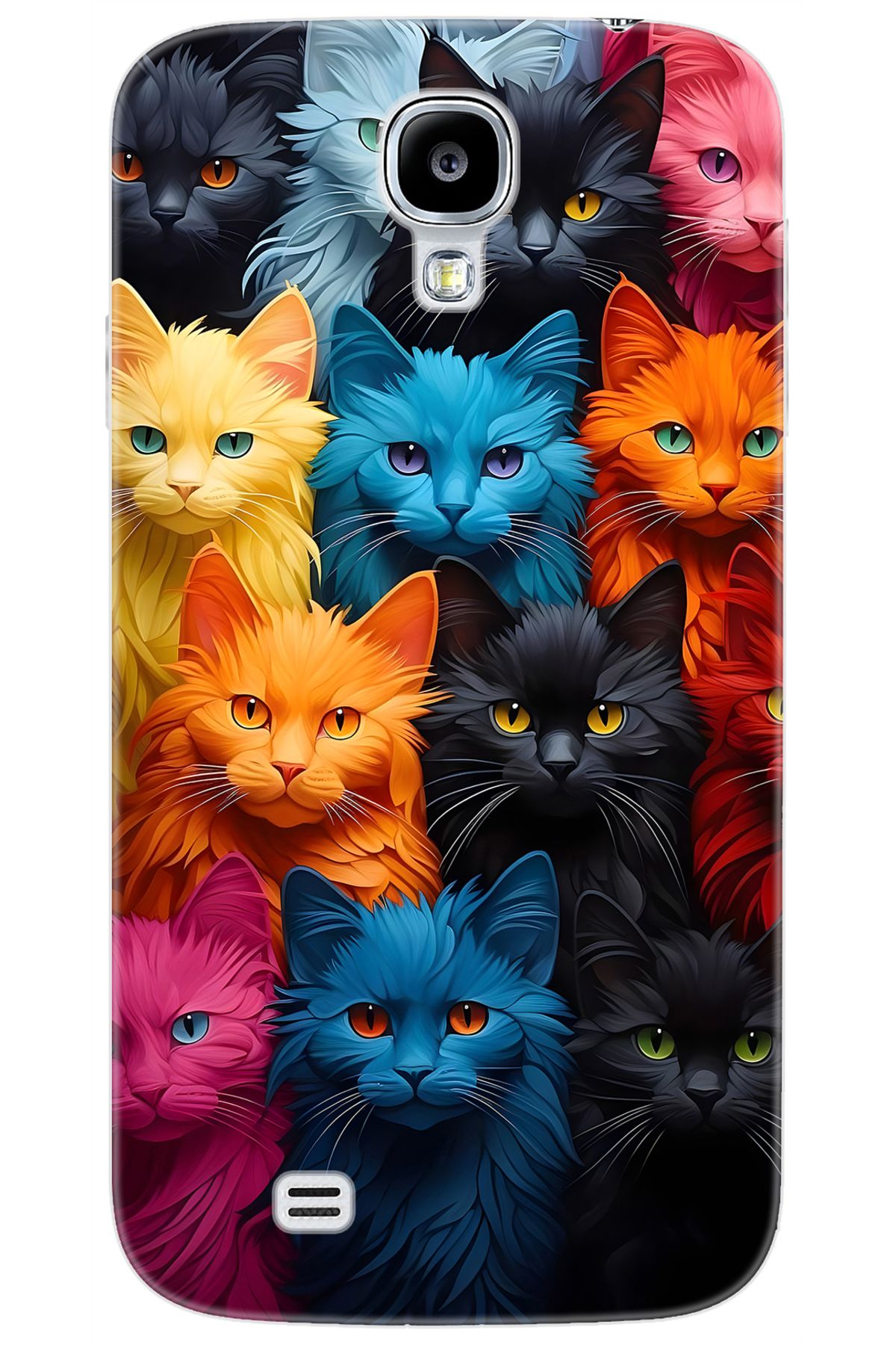 Ceppare Samsung Galaxy S4 (GT-I9500) Uyumlu Kılıf Desen Baskılı Silikon Renkli Kediler STK:713 CP-GNsWY7g