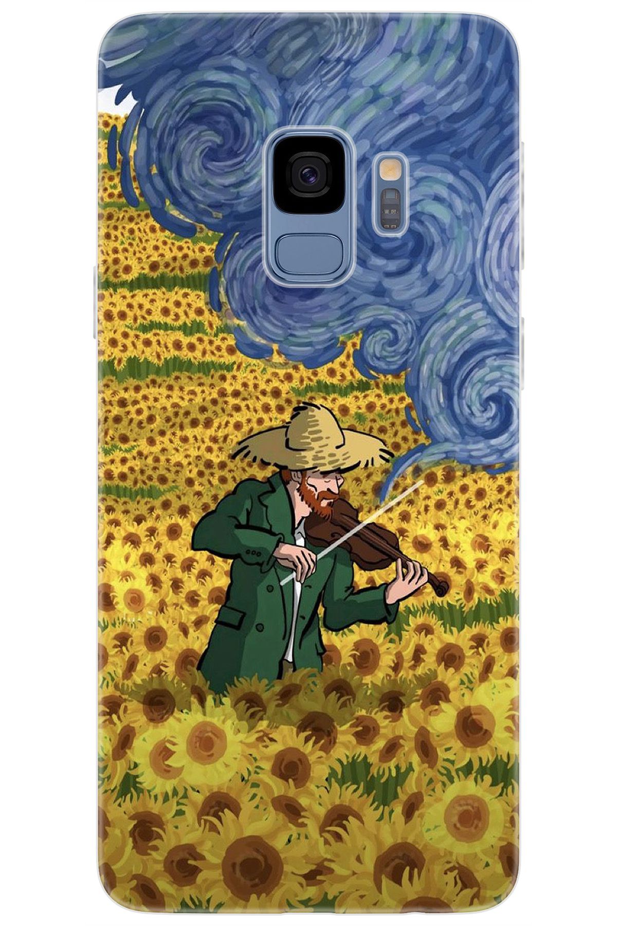 Ceppare Samsung Galaxy S9 (SM-G960F) Uyumlu Kılıf Desen Silikon Sunflower Ayçiçeği Tarla STK:756 CP-YqqSMZU