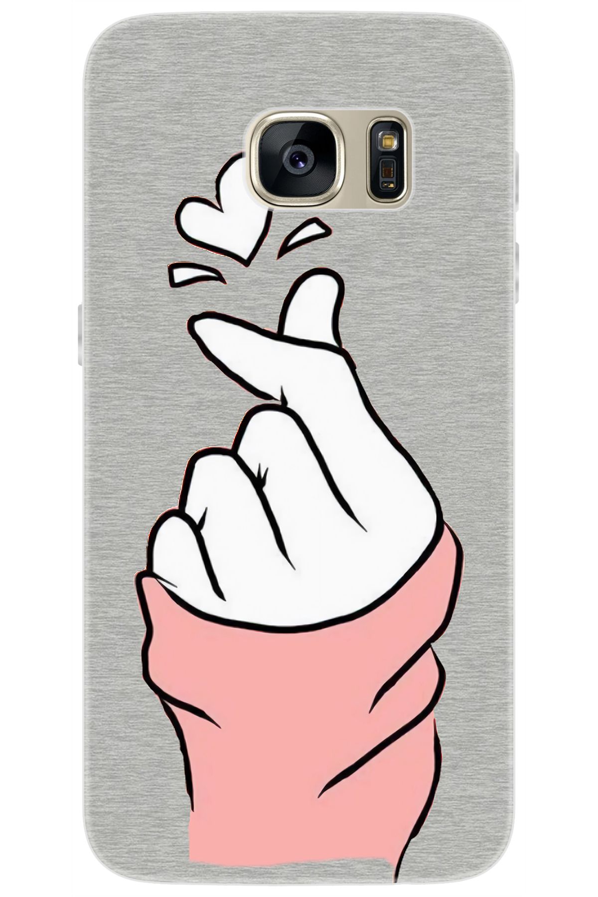 Ceppare Samsung Galaxy S7 (SM-G930F) Uyumlu Kılıf Desenli Silikon Parmak Şıklatma Kalp STK:750 CP-l83WKgF