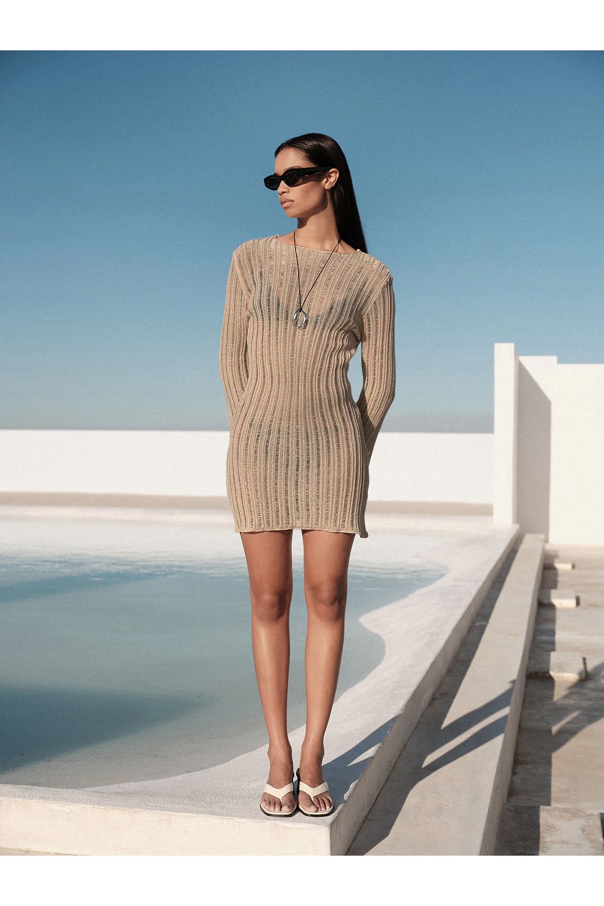 mathilda store Kadın Vizon Bella Mini Beachwear Elbise