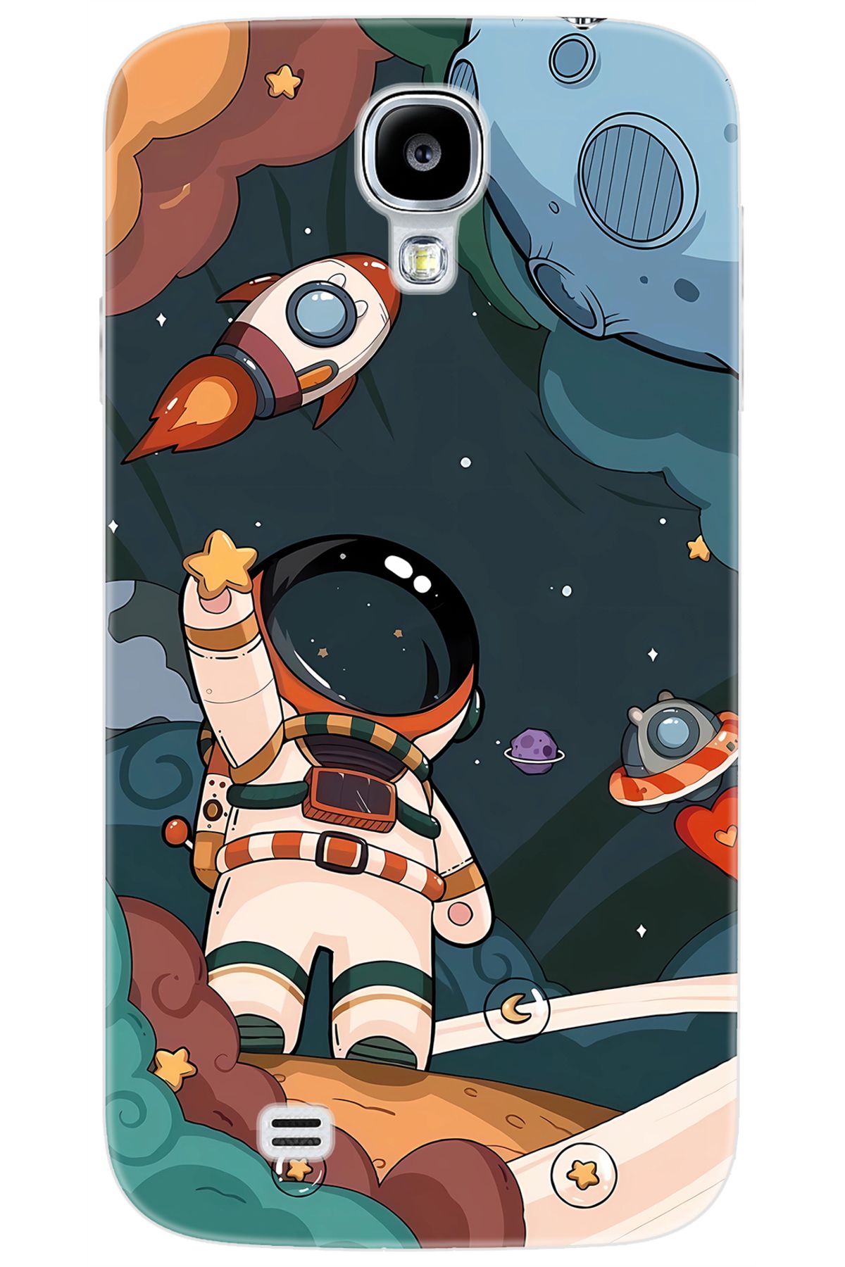 Ceppare Samsung Galaxy S4 (GT-I9500) Uyumlu Kılıf Desen Baskılı Silikon Astronot STK:696 CP-JVG3s7p