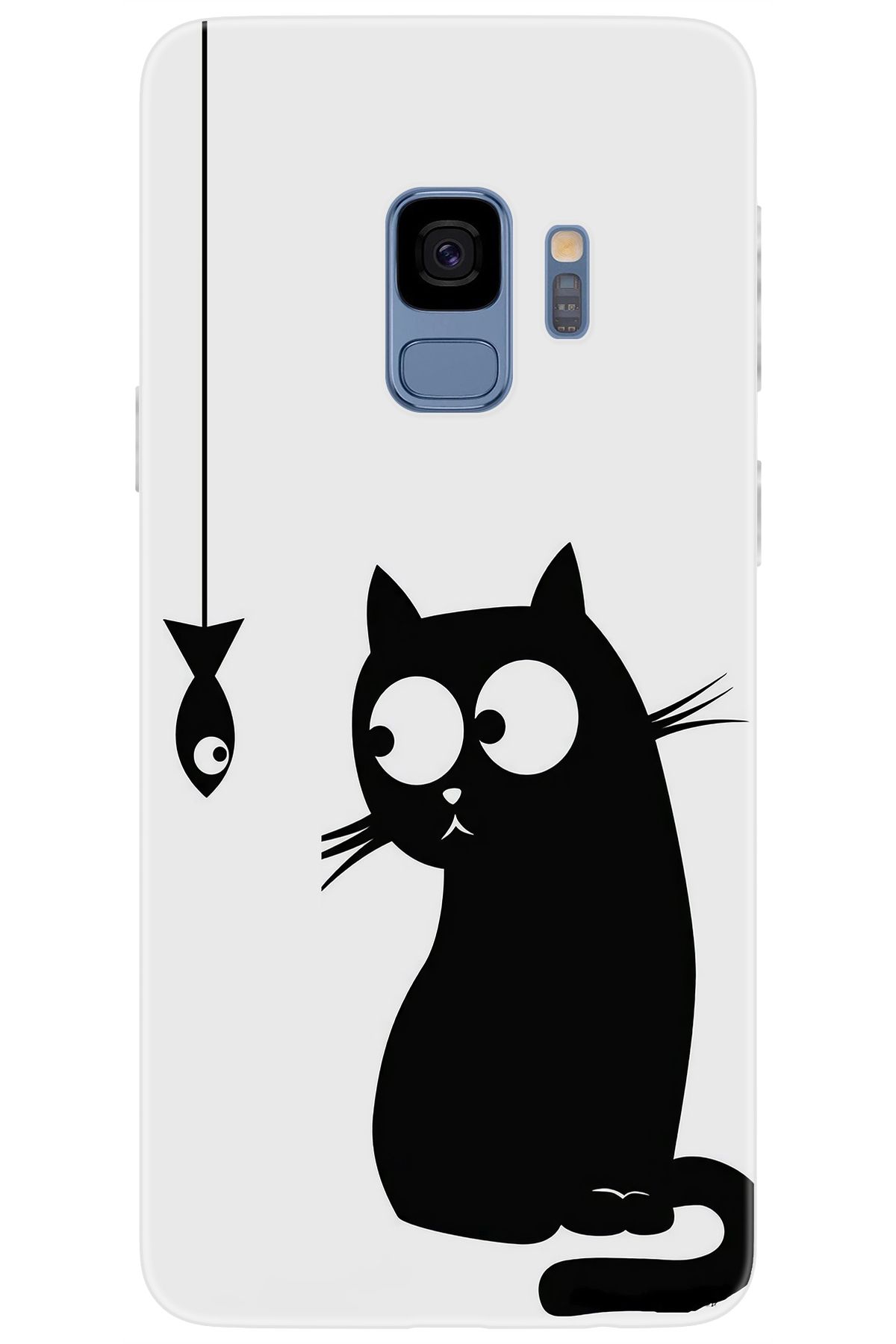 Ceppare Samsung Galaxy S9 (SM-G960F) Uyumlu Kılıf Desen Baskılı Silikon Balık ve Kedi STK:747 CP-Ub81Syw