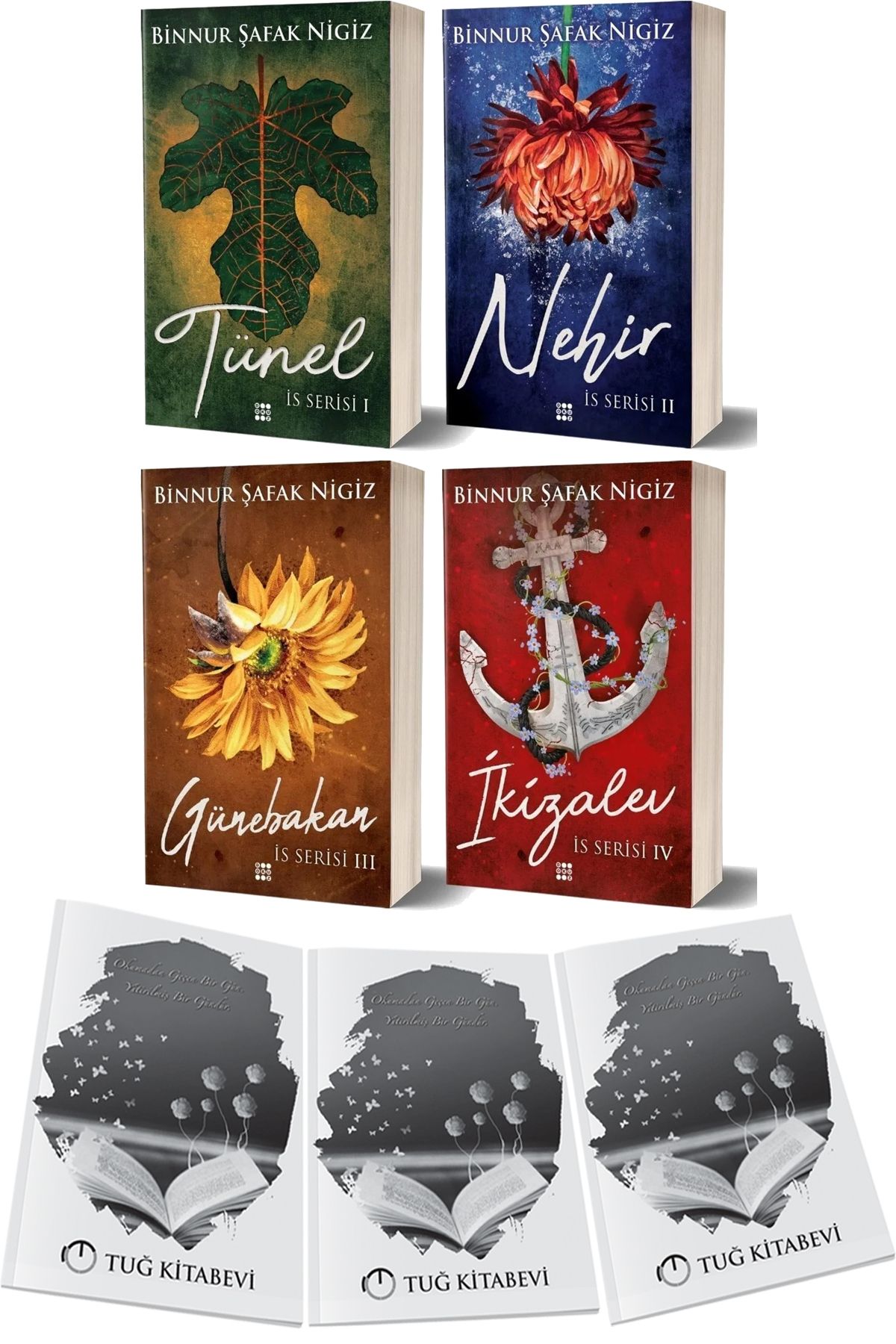 Dokuz Yayınları İs Serisi Tünel Nehir Günebakan İkizalev Karton Kapak Binnur Şafak Nigiz 4 Kitap + Hediyeli