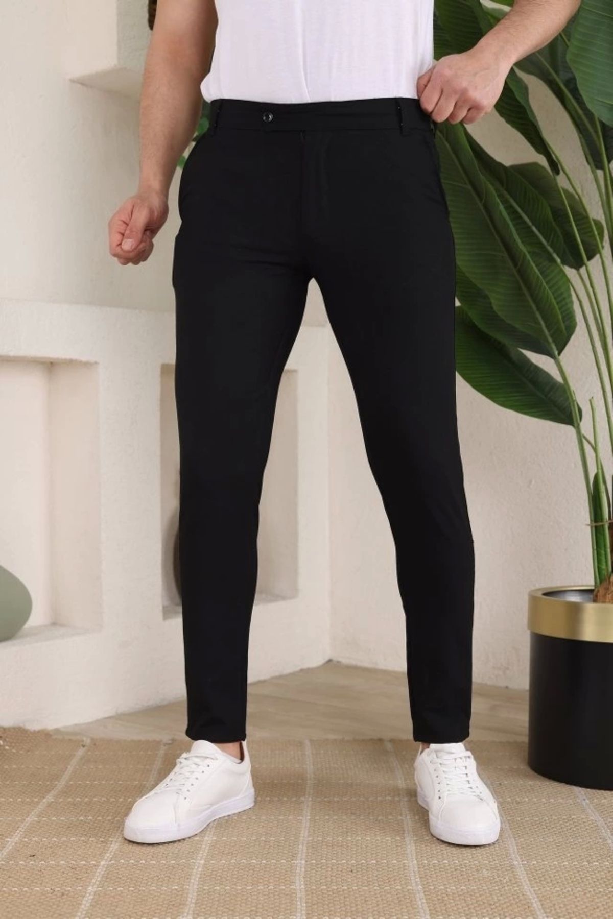Silerra Erkek Slim Fit Likralı Bilek Boy Kumaş Pantolon