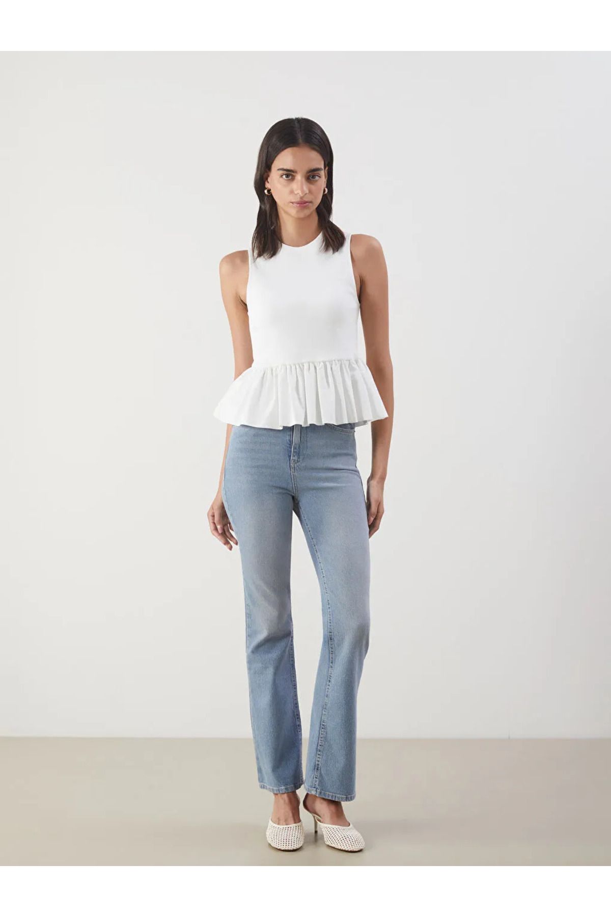 LC Waikiki LCW Jeans Indigo Crop Flare Kadın Jean Pantolon