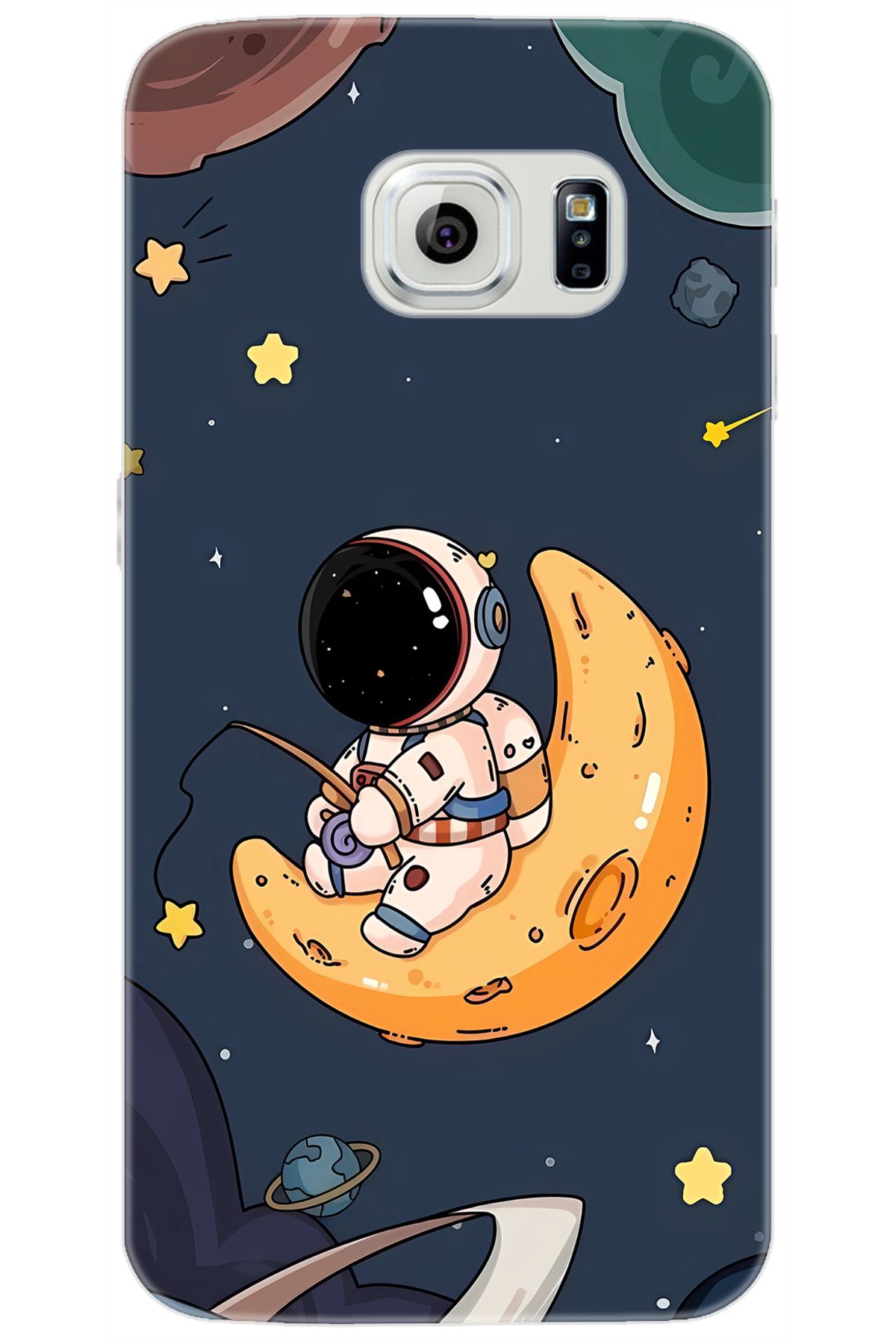 Ceppare Samsung Galaxy S6 (SM-G920F) Uyumlu Kılıf Desen Baskılı Silikon Astronot STK:698 CP-SORNEED