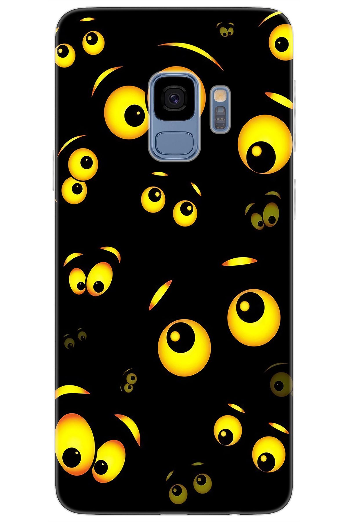 Ceppare Samsung Galaxy S9 (SM-G960F) Uyumlu Kılıf Desen Baskılı Silikon Emoji Gözler STK:746 CP-kawCnqe
