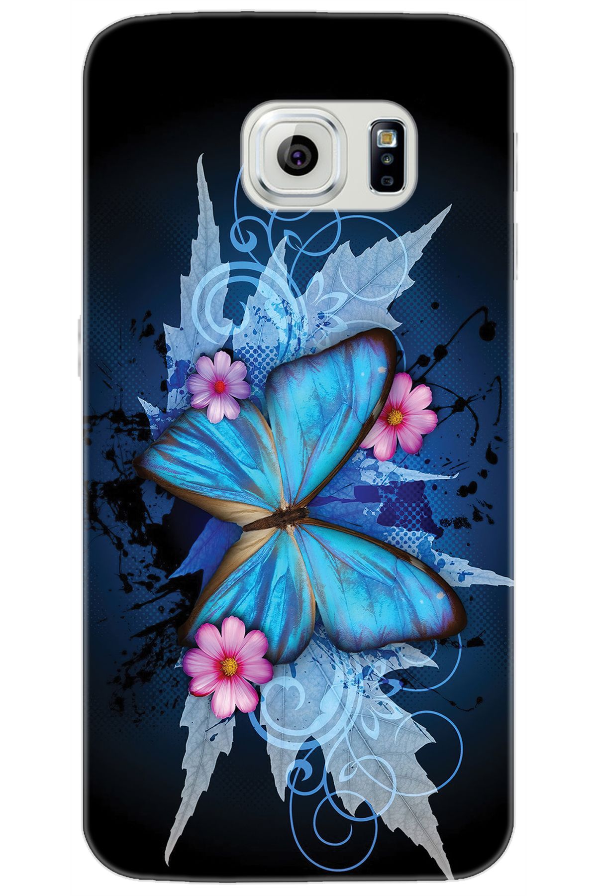 Ceppare Samsung Galaxy S6 (SM-G920F) Uyumlu Kılıf Desen Baskılı Silikon Kelebek Resim STK:550 CP-7DdgaUF