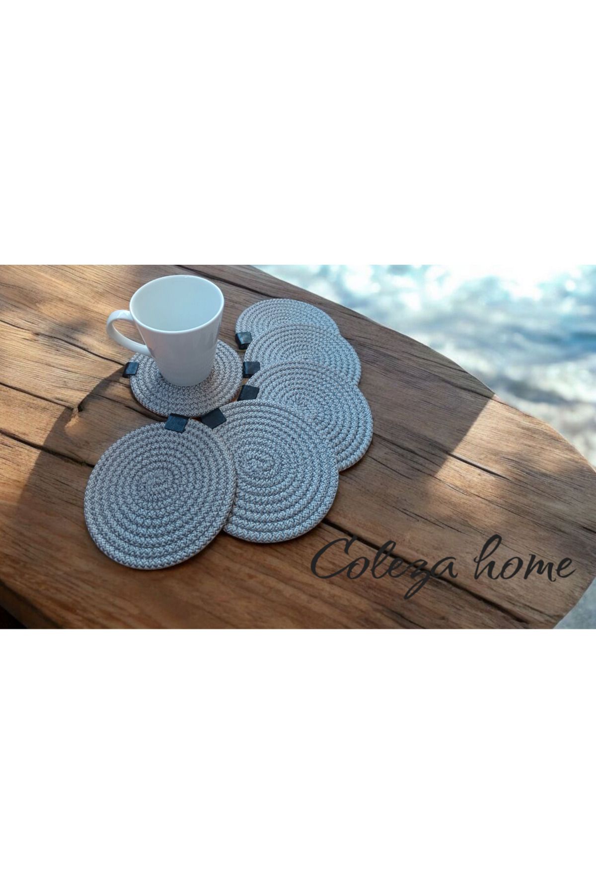 colezahome Pamuk İp 6'lı Bardak Altlığı 13 Cm Çay, Fincan, Kupa, Mum Altlığı El Yapımı Dekoratif Doğal Naturel