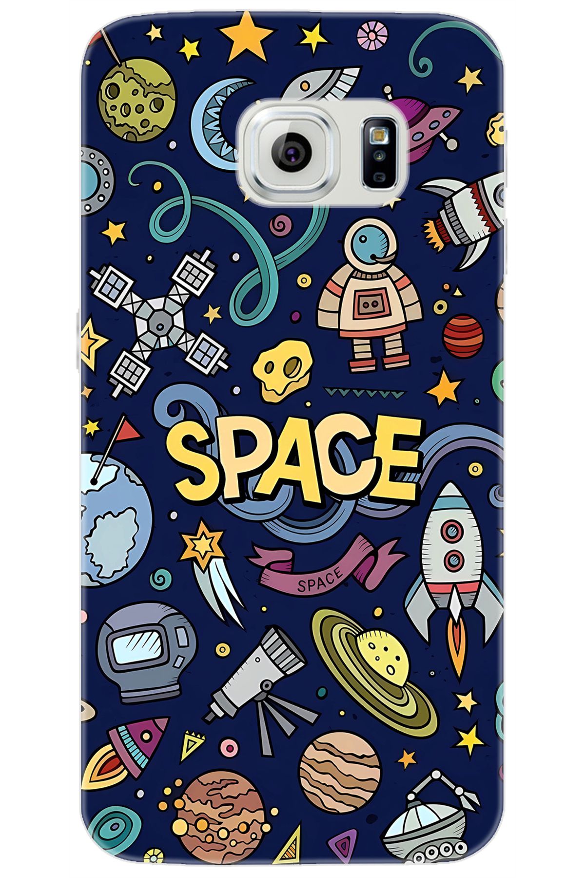 Ceppare Samsung Galaxy S6 (SM-G920F) Uyumlu Kılıf Desen Baskılı Silikon Space STK:623 CP-gtpih4n
