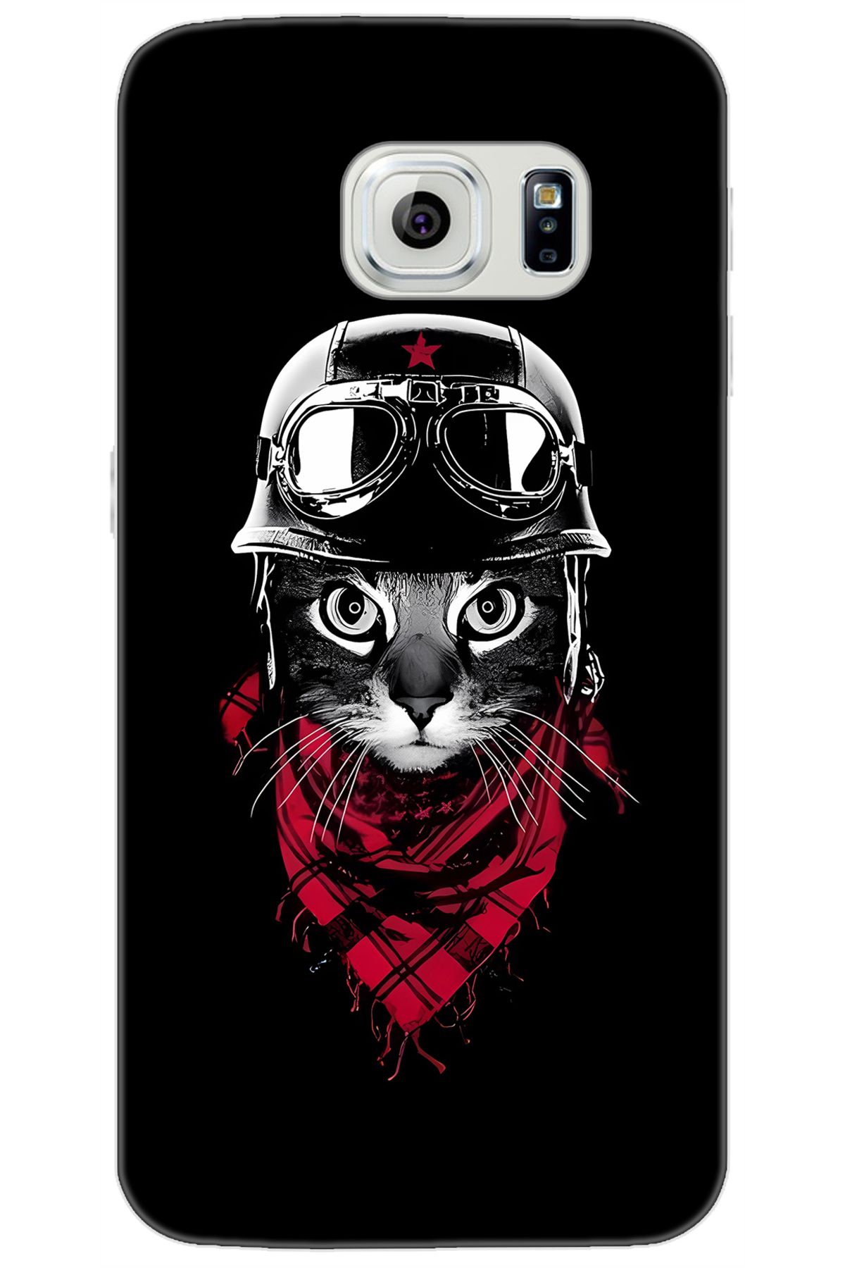 Ceppare Samsung Galaxy S6 (SM-G920F) Uyumlu Kılıf Desen Baskılı Silikon Pilot Kedi STK:656 CP-tfYriNP