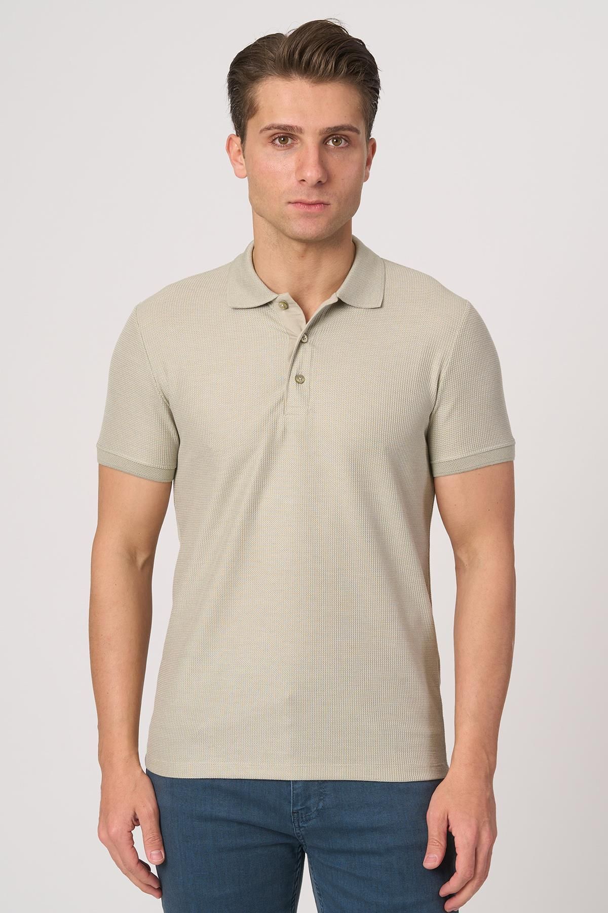 White Stone WHİTE STONE 2025-Y 3229-Y POLA YAKA TSHIRT TAŞ